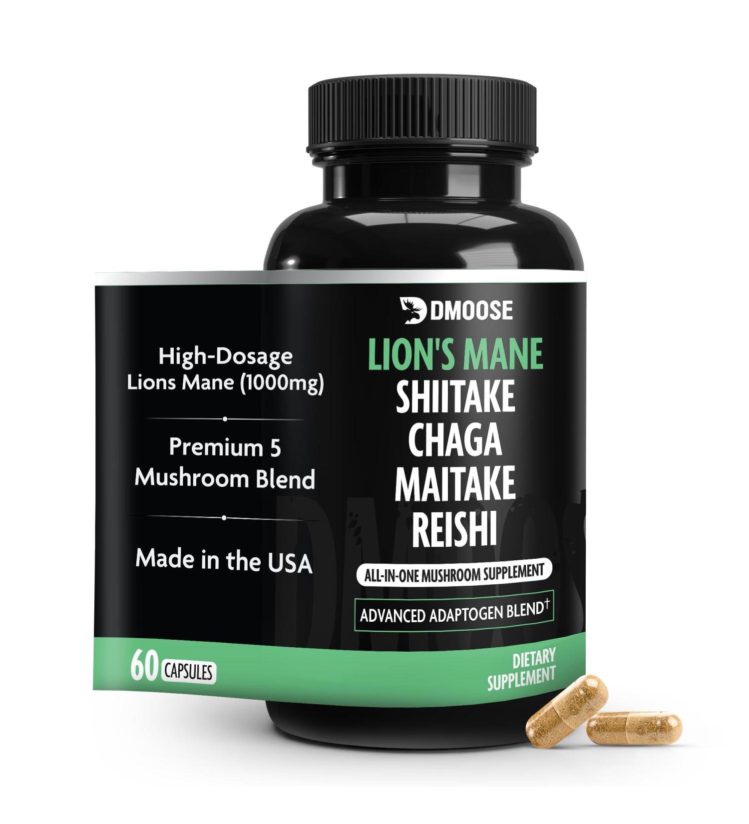 Lions Mane Mushroom Complex - 5300 mg Adaptogenic Blend for Memory Focus and Immune Support - 5 in 1 Lionsmane Chaga Maitake Shiitake and Reishi Extract Nootropic Mushroom Supplement Capsules Mushroom Complex 30 Servings - Buy Online on GoSupps.com