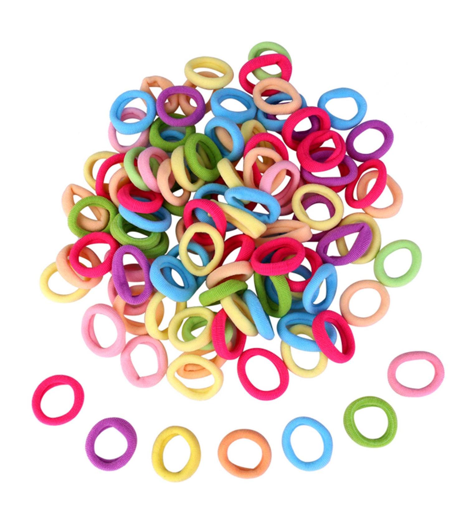 100 PCS Colored Baby Hair Bands | Soft Elastic Hair Ties for Toddler Girls | Ponytail Holders - Buy Online on GoSupps.com