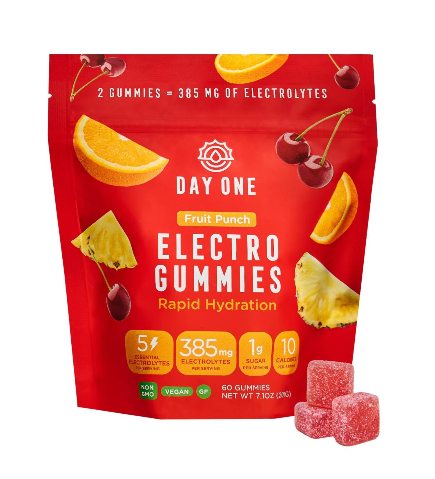 Electrogummies Fruit Punch - 385mg Electrolytes for Hydration | 60 Count Electrolyte Gummies | Ideal for Runners & Endurance Sports - Buy Online on GoSupps.com