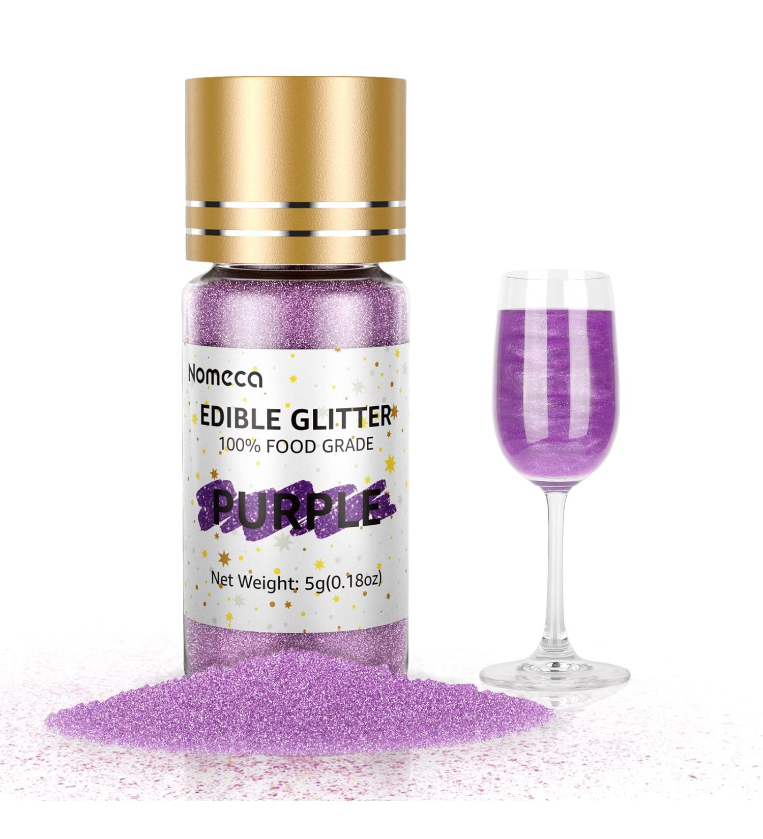 Edible Glitter for Drinks  Nomeca 5g Edible Shimmer for DIY Wine Cocktails Champagne Beverages  Food Grade Coloring Gold Glitter Dust Kosher & HALAL Certified  Vegan  Gluten Free  Nut Free Dye 3 - Purple - Buy Online on GoSupps.com