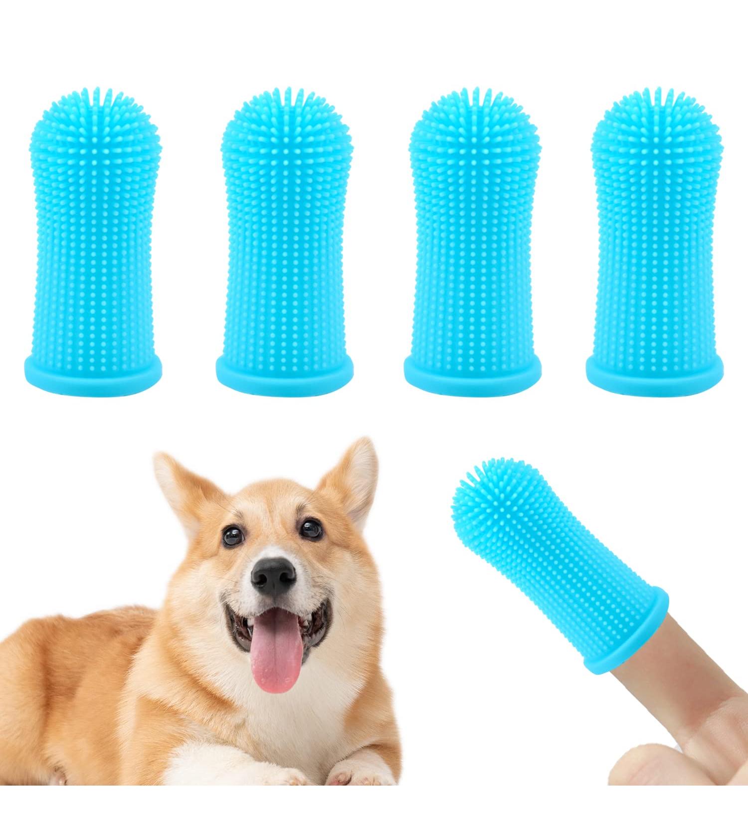 4 Pcs Dog Finger Toothbrush Nontoxic Silicone Dog Toothbrush Finger 360 Full Surround Cat Toothbrush Finger Toothbrush Dog for Dog Cat Puppy Pet Dental Care Health (Green)  - Buy Online on GoSupps.com