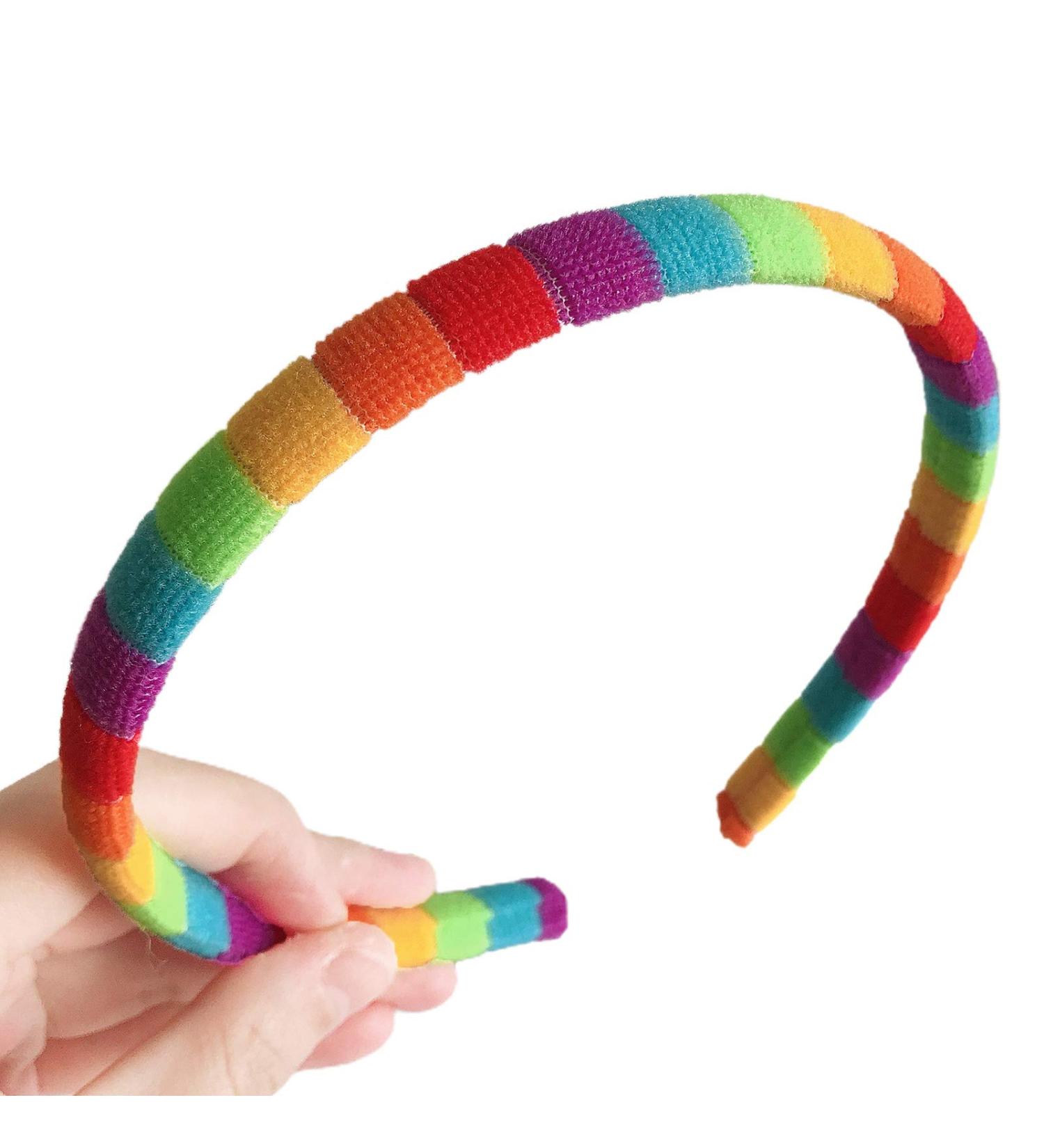 Buy LYWYOUDDKH Women s Autumn Wash Face Plush Headband - Rainbow Striped Elastic Hairband for Styling | International Shipping Available - Buy Online on GoSupps.com