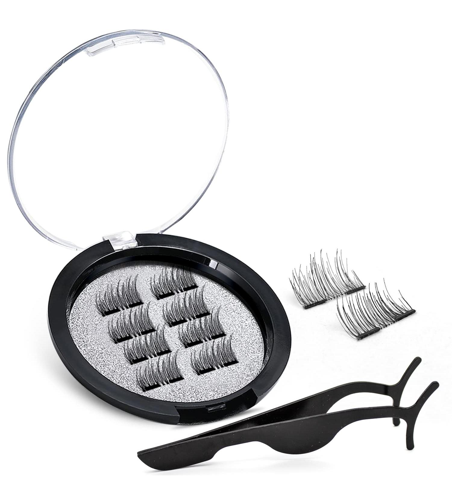 Dual Magnetic Half Lash Accent Eyelashes Set - Lightweight, Reusable, and Easy to Apply | Updated 3D False Eyelashes with Applicator (8pcs) in White - Buy Online on GoSupps.com
