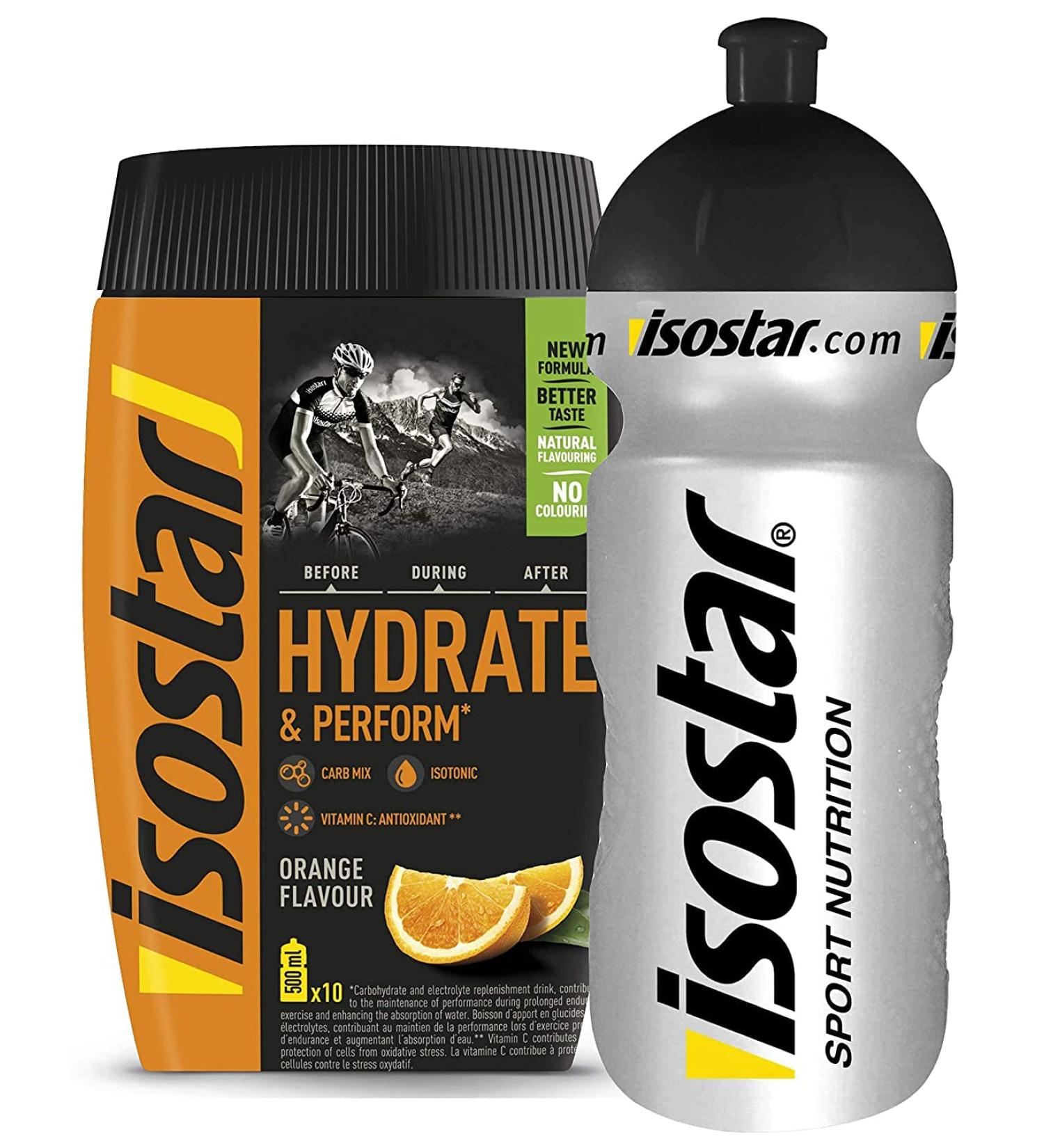  Isostar Isostar Hydrate & Perform Iso Drink - 400g of isotonic drink powder - Electrolyte powder to support athletic performance - Orange + 0.5 liter bottle - Buy Online on GoSupps.com