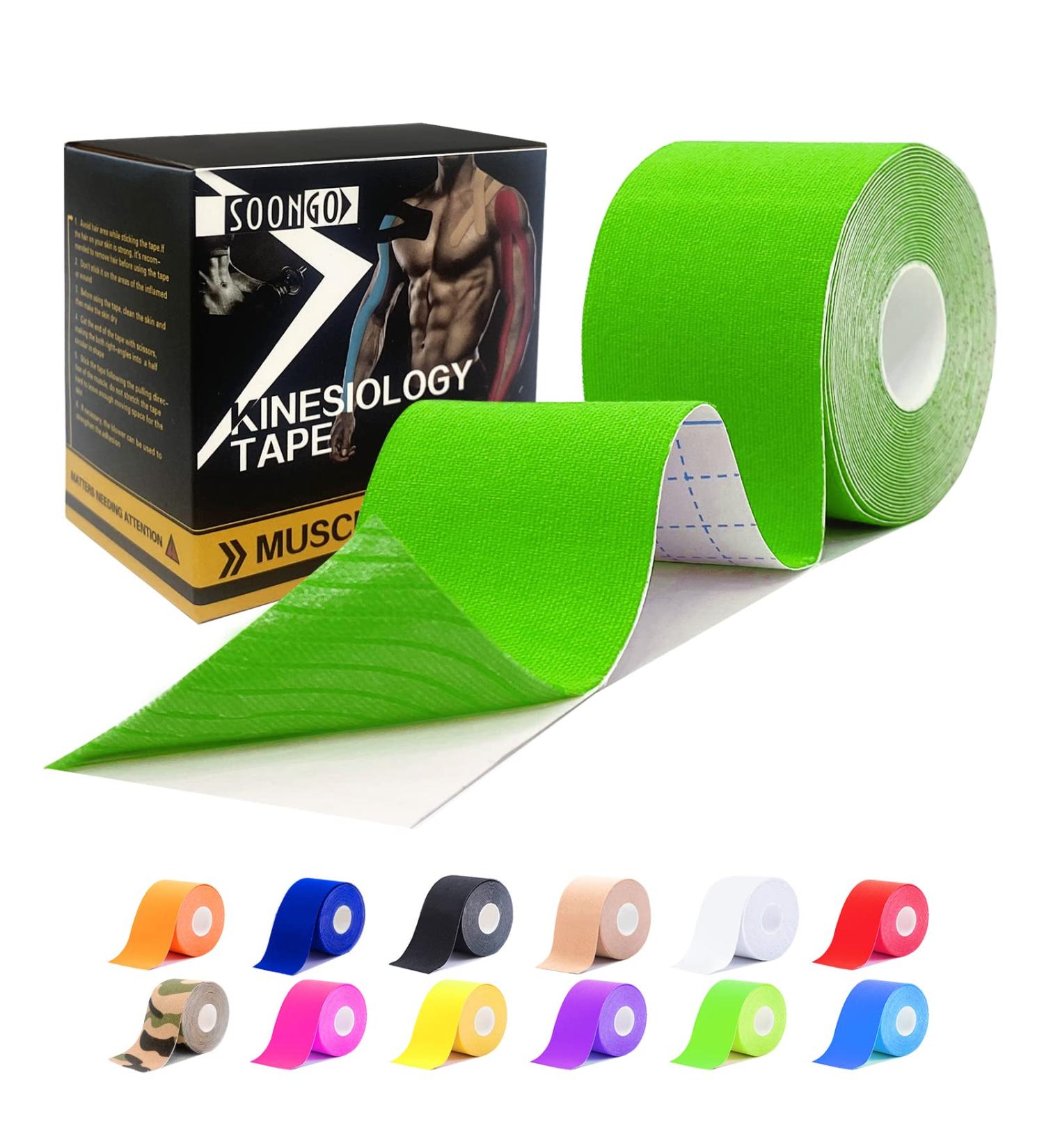 SOONGO Sports Tape 5cm x 5m - Relieve Muscle Soreness, Waterproof & Hypoallergenic - Green - Buy Online on GoSupps.com