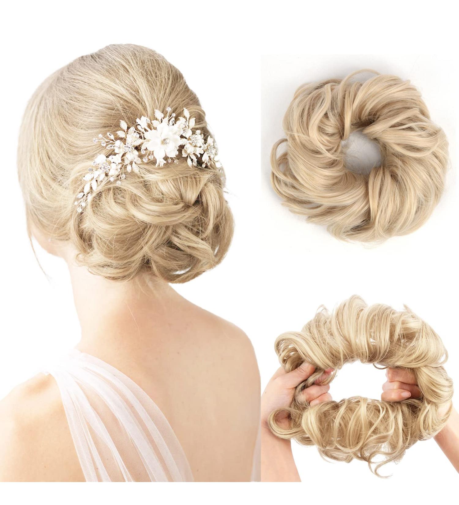 Vlasy Messy Bun Hair Piece 101# 60g - Curly Wavy Scrunchies Hair Extensions for Women - Synthetic Chignons Hairpieces Updo Accessories - Ideal for Girls - Buy Online on GoSupps.com