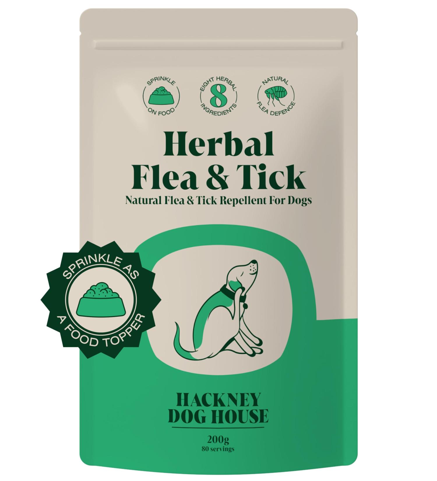 Hackney Dog House Natural Flea Treatment for Dogs Alternative | Billy No Mates Substitute | Effective Powdered Herbal Repellent | Food Supplement | 200 grams | 80 Daily Servings - Buy Online on GoSupps.com
