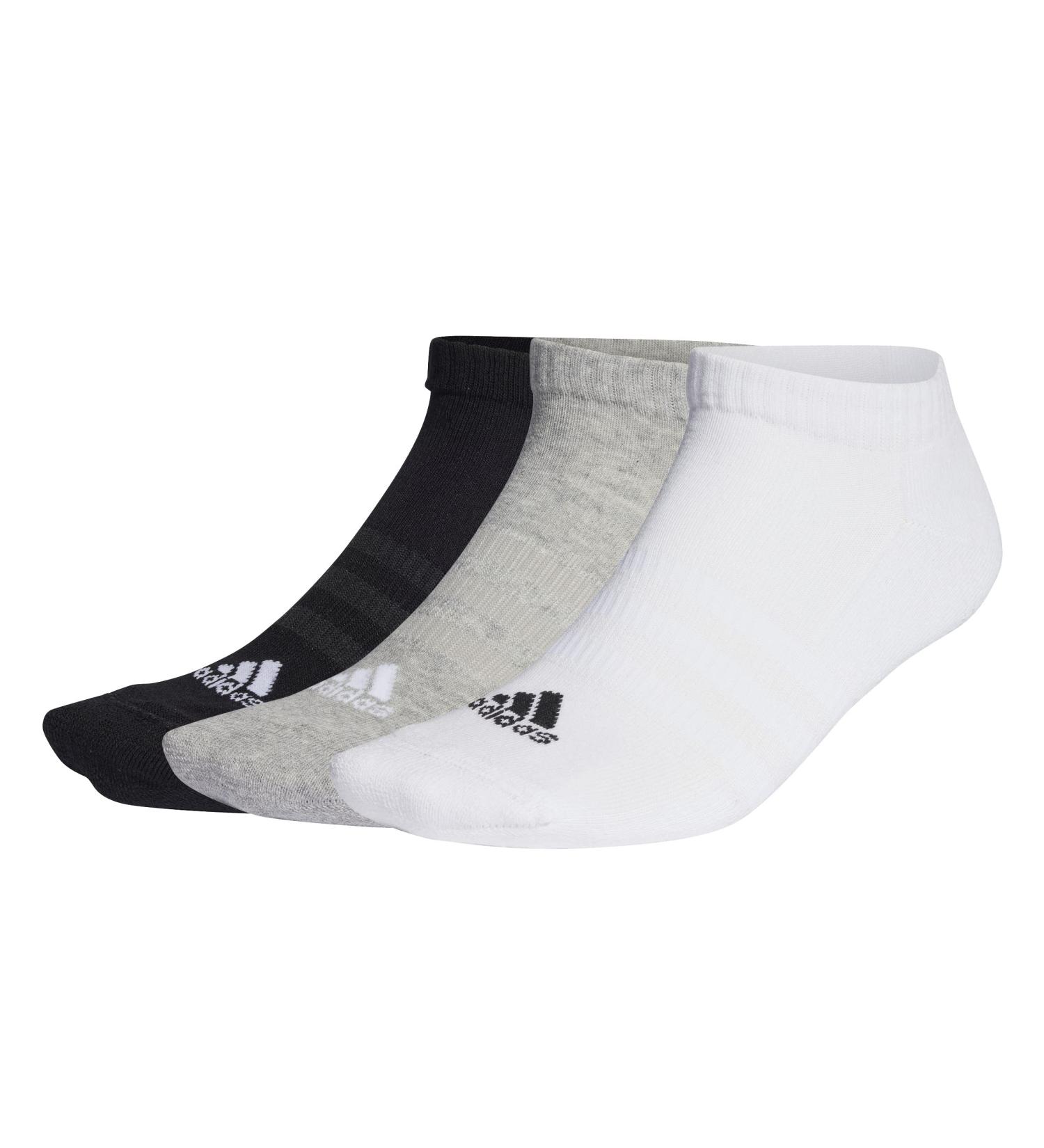 adidas Unisex Cushioned Low-cut Socks 3 Pairs Sneaker Socks M Medium Grey Heather/White/Black