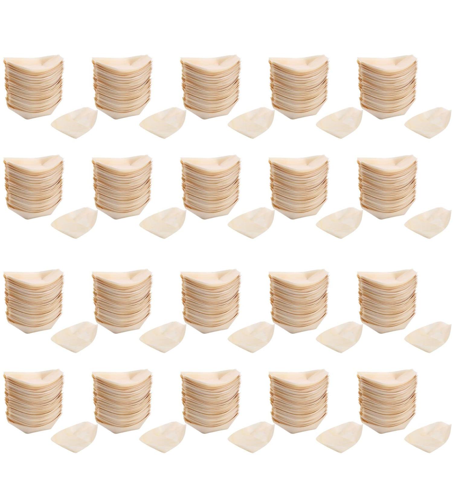 Clisted 1000X Finger Food - Bowls Boat Biodegradable Wood 11 cm x 6.5 cm - Buy Online on GoSupps.com