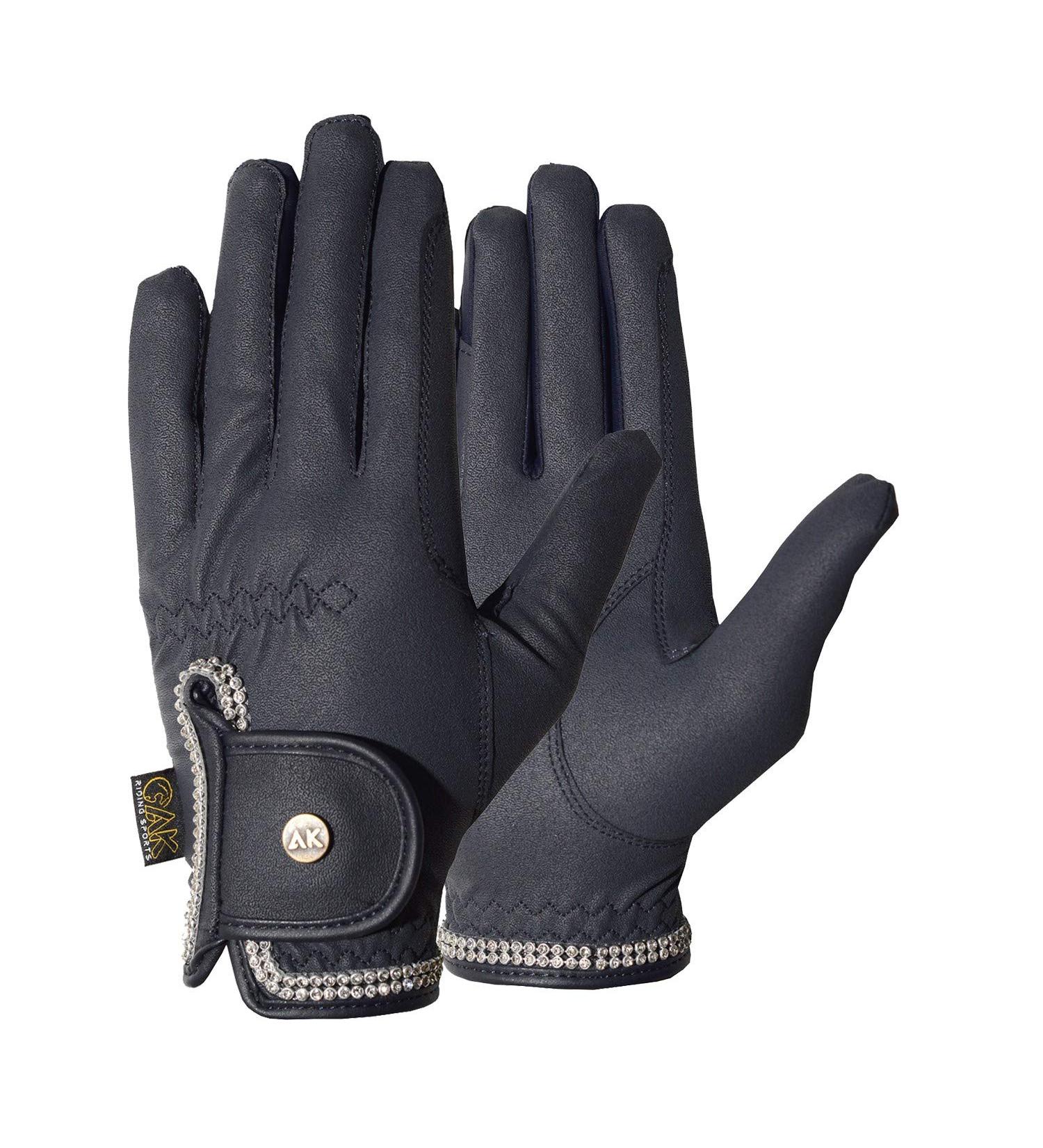 AKRS-6366 XL Navy Blue Riding Gloves for Competition & Dressage | Crystal Diamond Horse Riding Gloves - Buy Online on GoSupps.com