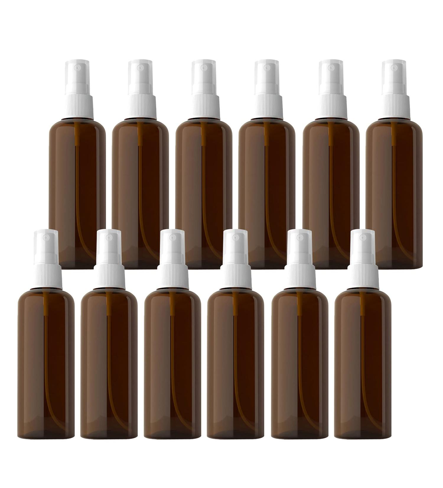 TIANZD 12 Pieces Empty 100 ml Brown PET Plastic Fine Mist Pump Spray Bottles with White Top Portable Sprayer for Perfume Water Cosmetic Travel Containers Refillable 2x Funnel - Buy Online on GoSupps.com