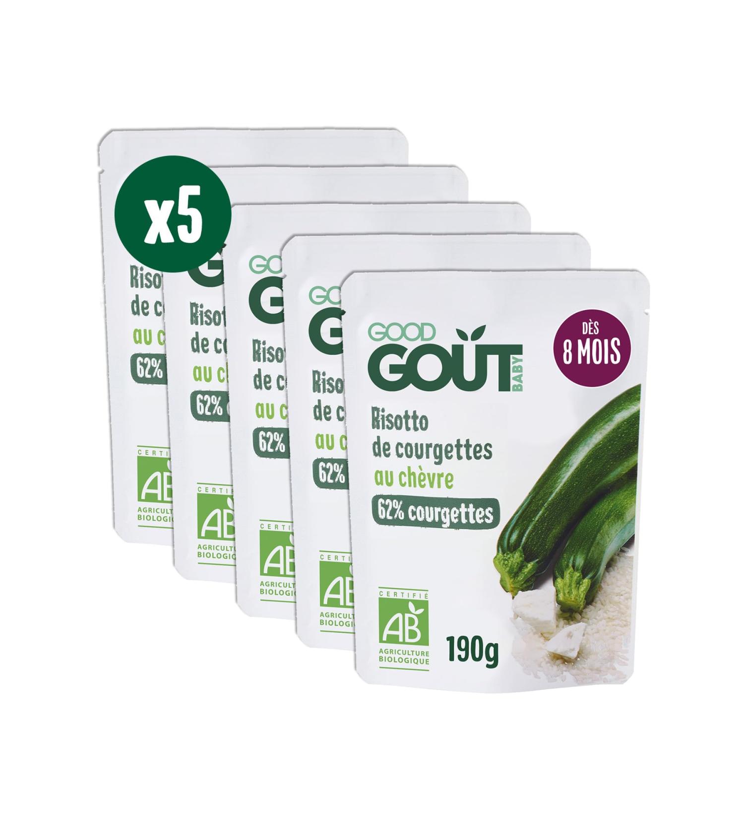 GOOD GO T - Zucchini Risotto With Goat - Cooking Dish For Baby - From 8 Months - Milled Pur e - Made in France - Micro-Ripple Bags - 5x190g - Buy Online on GoSupps.com