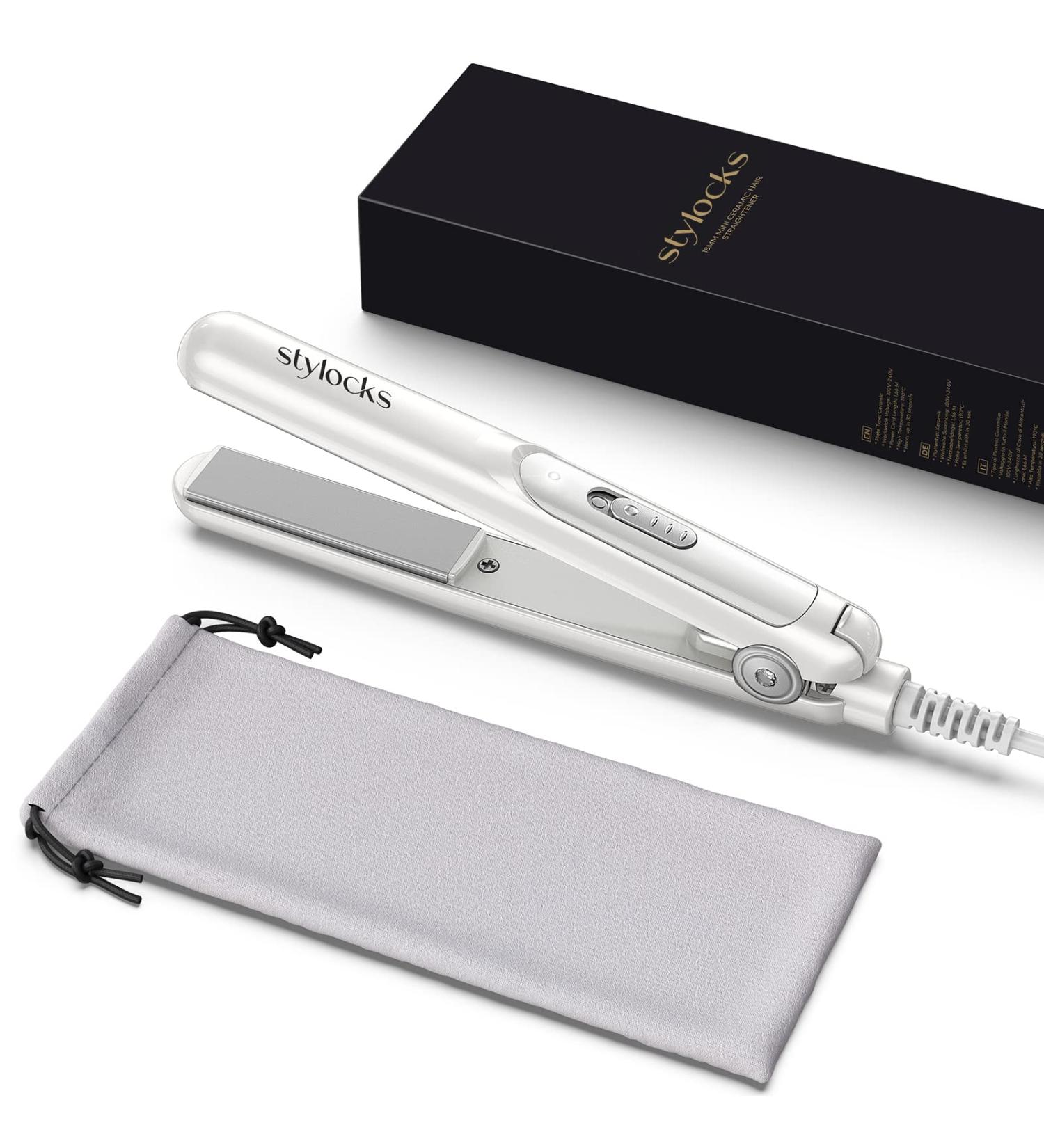 Stylocks Mini Hair Straightener - Small Ceramic Plate for Quick and Easy Styling - Travel Size - Ideal for Short Hair - White - Buy Online on GoSupps.com