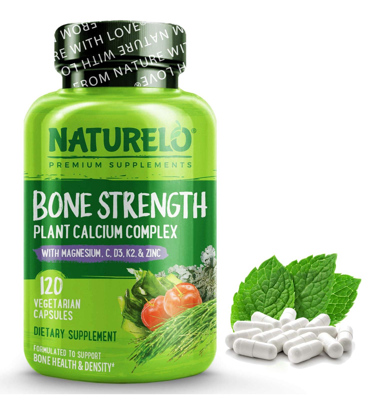 Naturelo Plant-Based Calcium for Bone Strength - 120 Capsules | Vegan Calcium Supplement - Buy Online on GoSupps.com