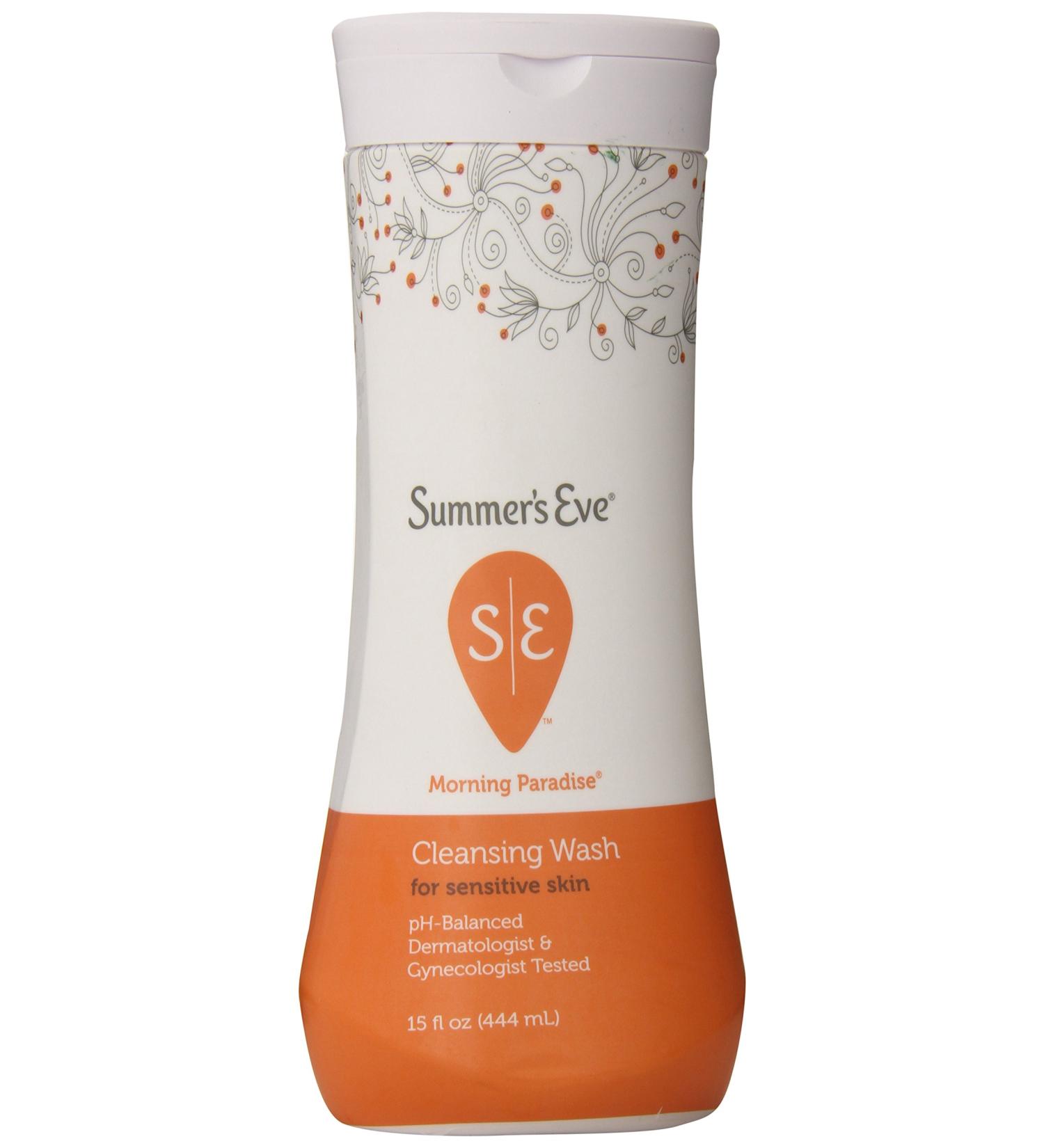 Summer's Eve Cleansing Wash for Sensitive Skin - Gently Cleanses and Freshens - Safe for Everyday Use - pH-Balanced - Doctor Tested - Morning Paradise Scent - 15 Ounce