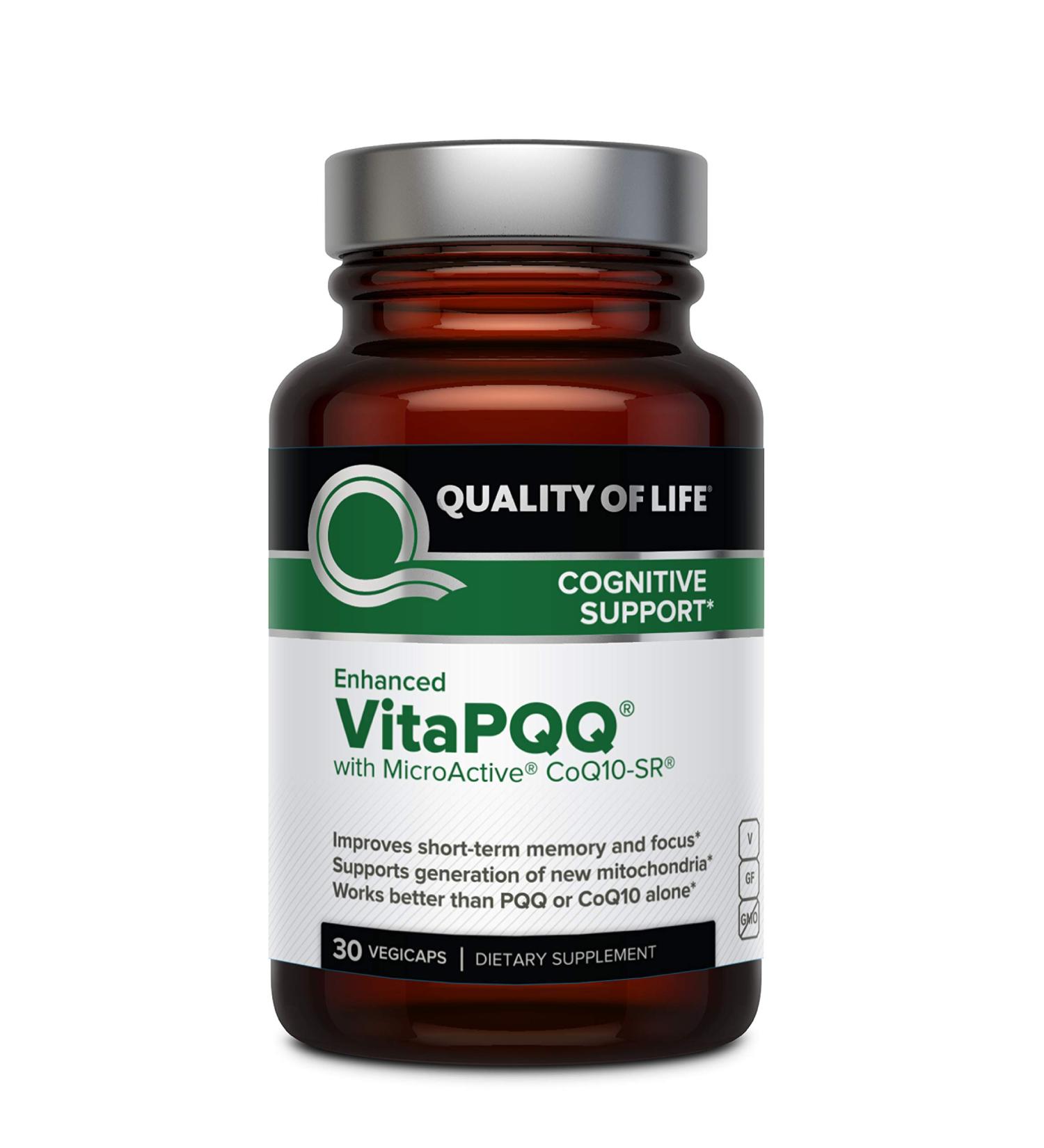Quality of Life VitaPQQ with MicroActive CoQ10-SR Premium Supplement - Anti Aging Memory Energy Focus Cognitive and Heart Health - 30 Vegicaps 30 Count (Pack of 1) - Buy Online on GoSupps.com