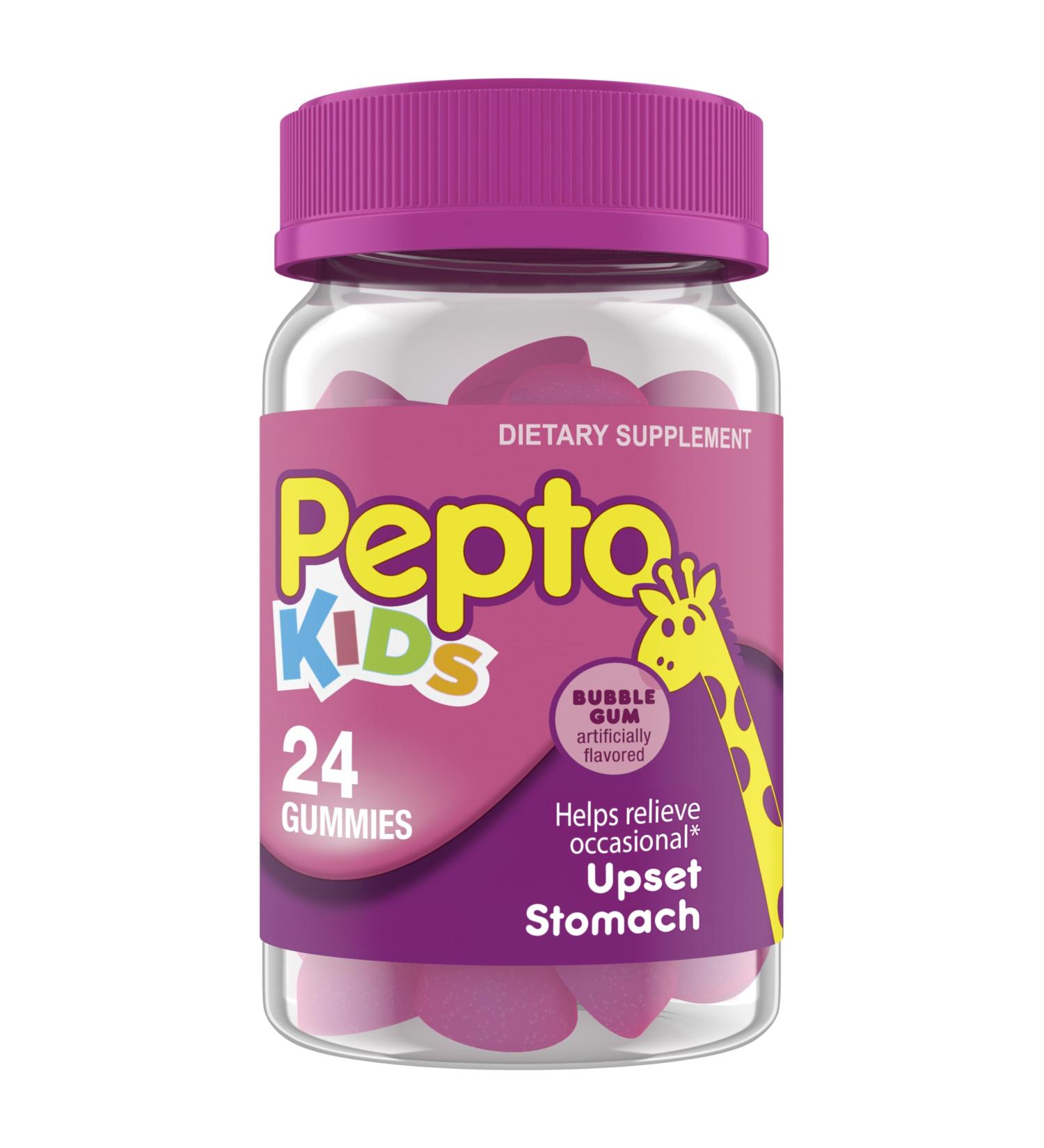 Pepto Kids Gummies Helps Relieve Occasional Upset Stomach Acid Indigestion Sour Stomach and Heartburn 24 Gummies - Buy Online on GoSupps.com