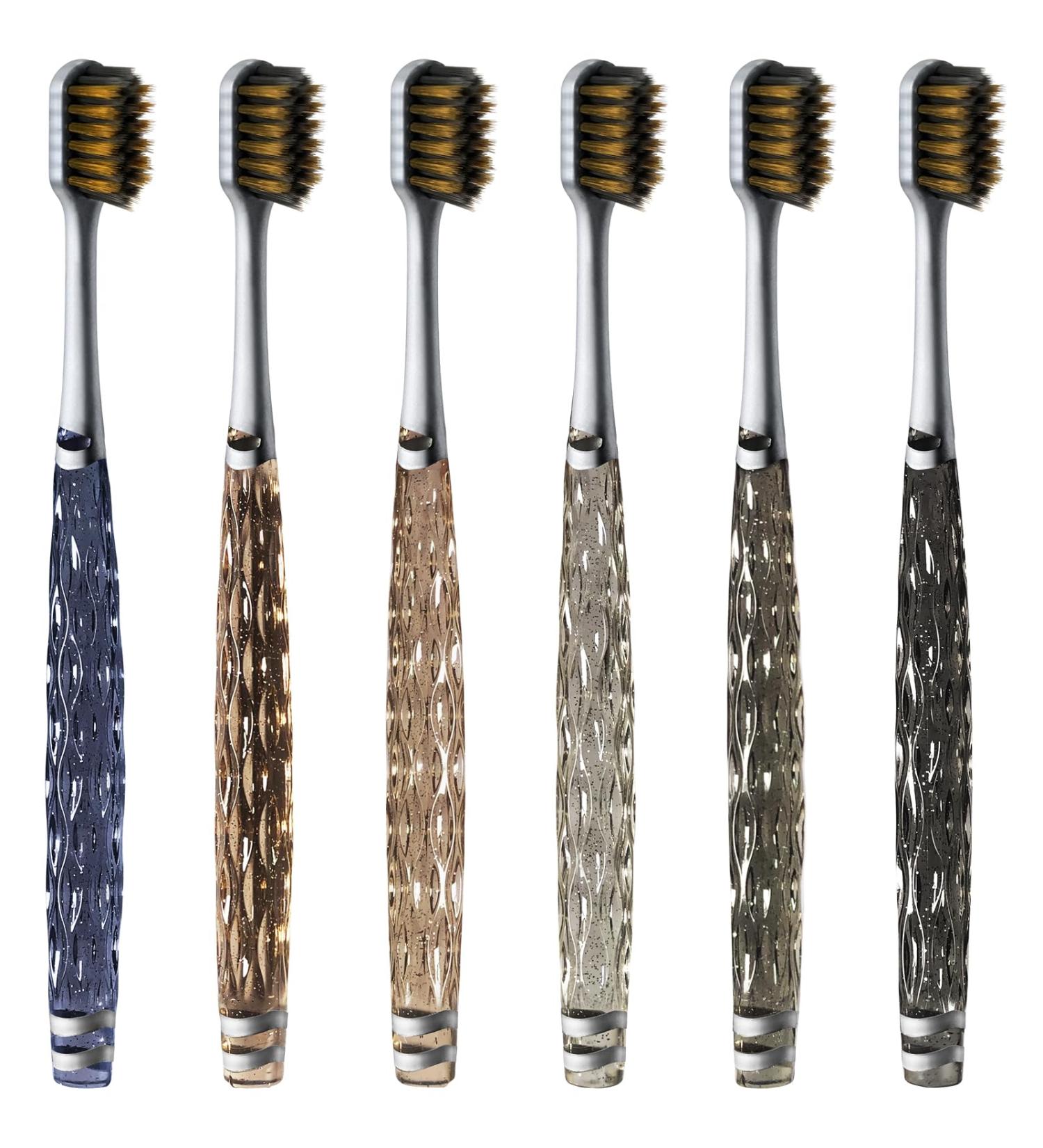 Extra Soft Travel Toothbrushes - Nano Crystals Bristles for Sensitive Teeth | 6 Pack Flossing Toothbrushes for Adults - Buy Online on GoSupps.com