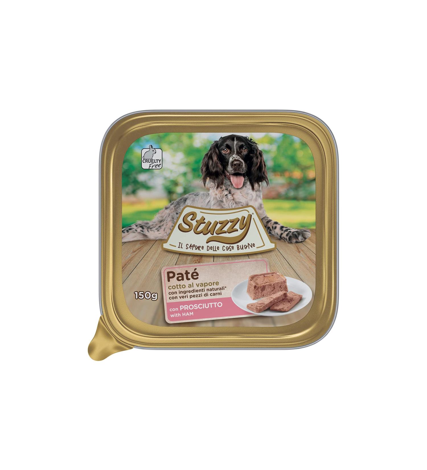 Stuzzy Mister Wet Food for Adult Dogs Ham Pate and Meat Chunks flavour - Total 3.3 kg (22 Pots x 150 g) - Buy Online on GoSupps.com