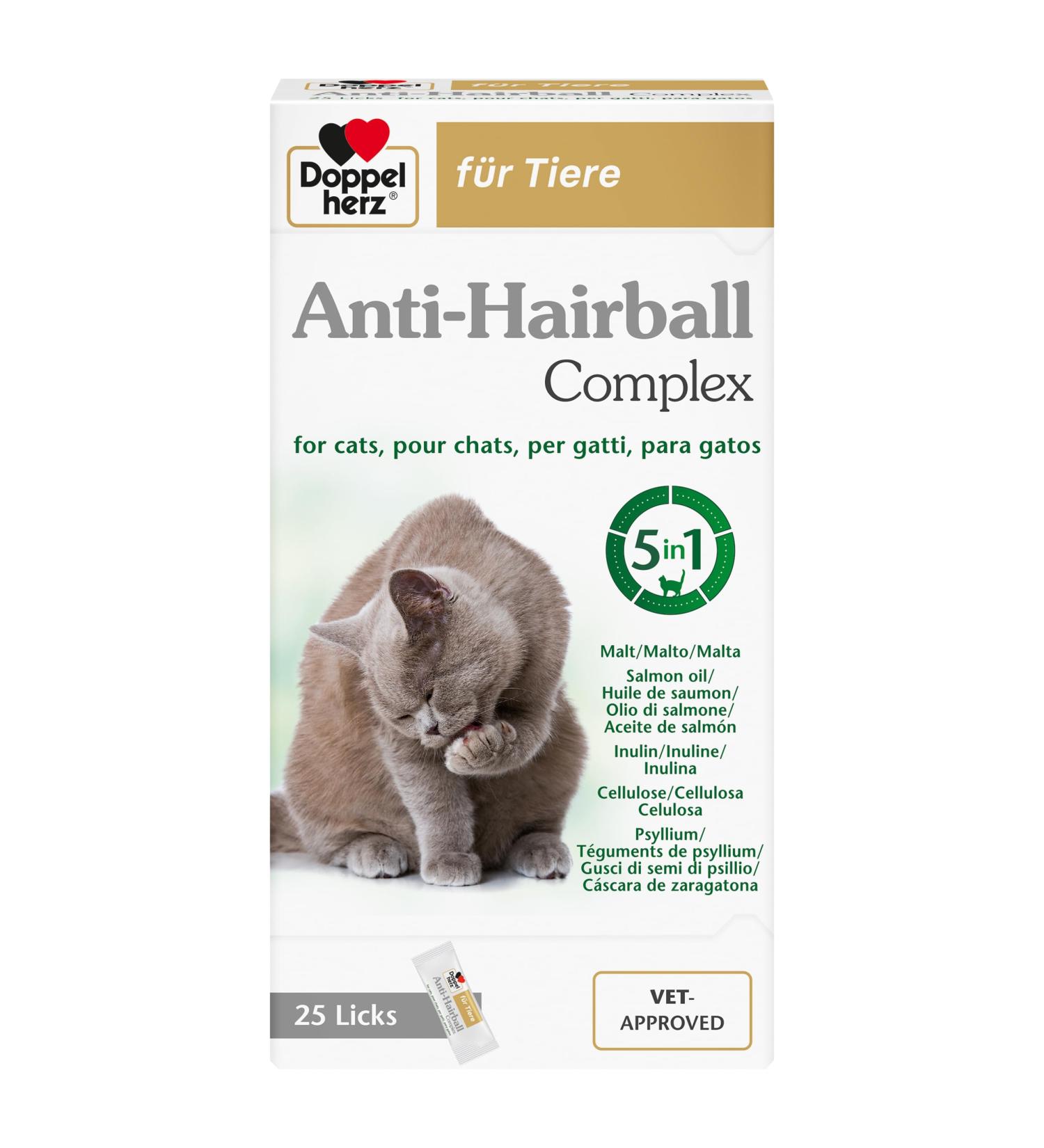 Doppelherz Anti-Hairball Complex for Cats Contains Fibre and Valuable Oils to Aid Hairball Digestion 25 Creamy Licks - Buy Online on GoSupps.com