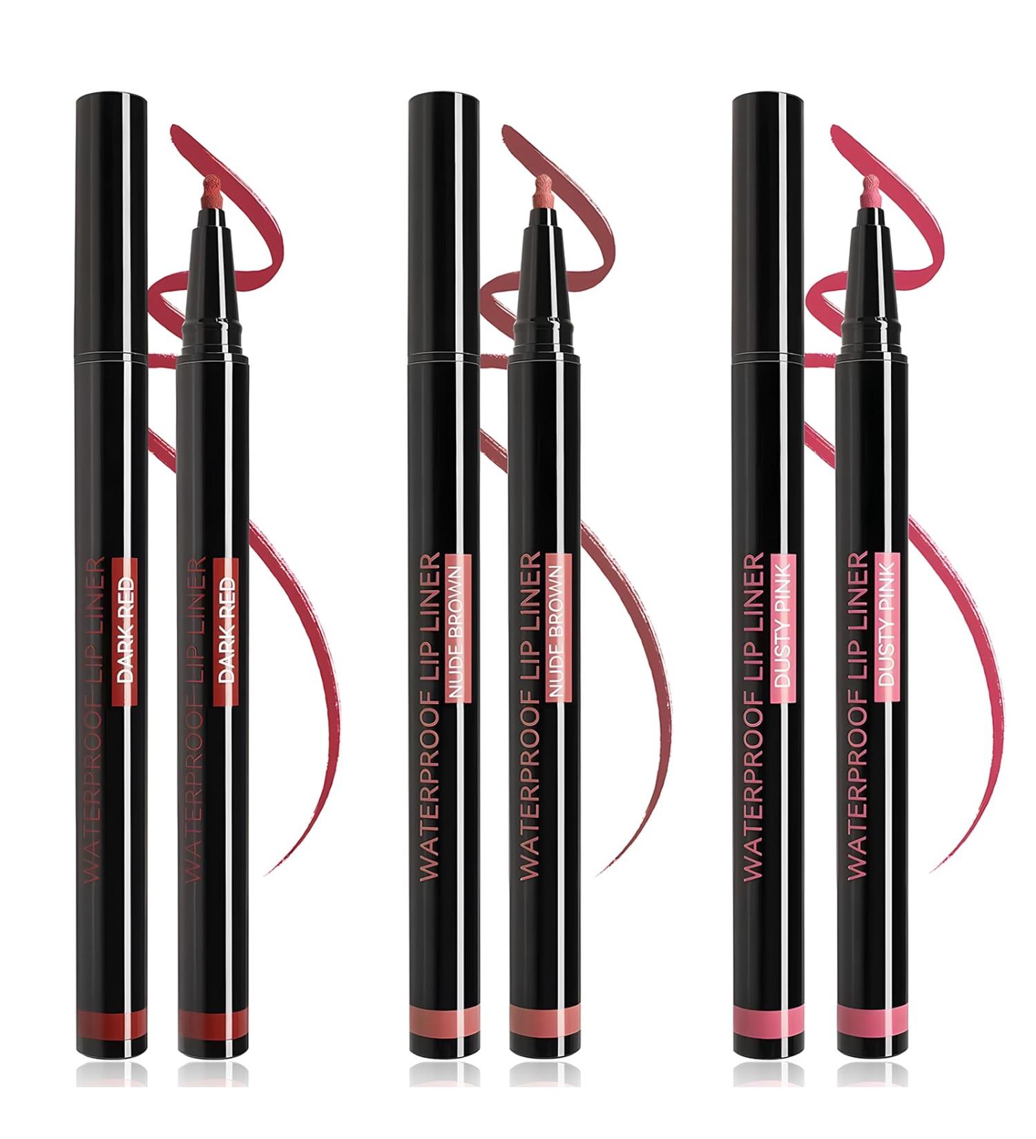 Lot de 3 crayons contour des l vres tanches hautement pigment s et soyeux pour le contour des l vres rouge l vres naturel et lisse r sistant aux salissures - Buy Online on GoSupps.com