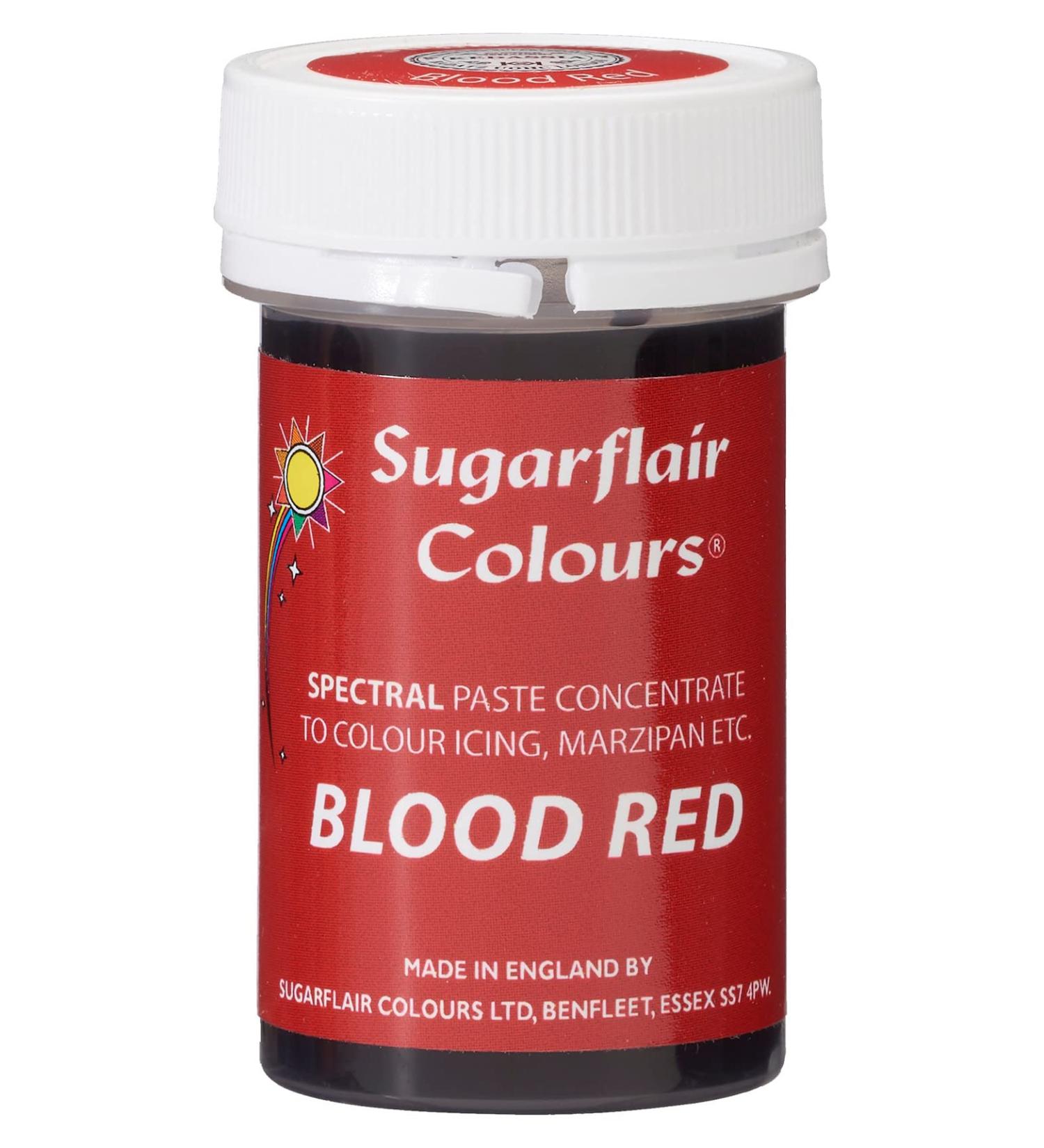 Sugarflair Blood Red Spectral Food Colouring Paste Highly Concentrated for Use with Sugar Pastes Buttercream Royal Icing or Cake Mix Vibrant Colour Dye - 25g