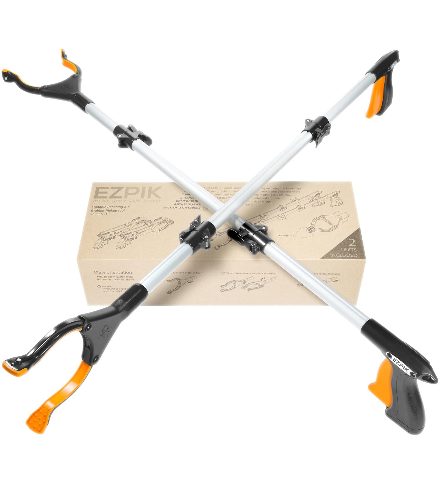 EZPIK 36 Grabber Tool for Elderly +Magnets - Heavy Duty Reacher for Disabled & Seniors - 2 Pack 36 Trash Grabbers with Rotating Grippers - Buy Online on GoSupps.com