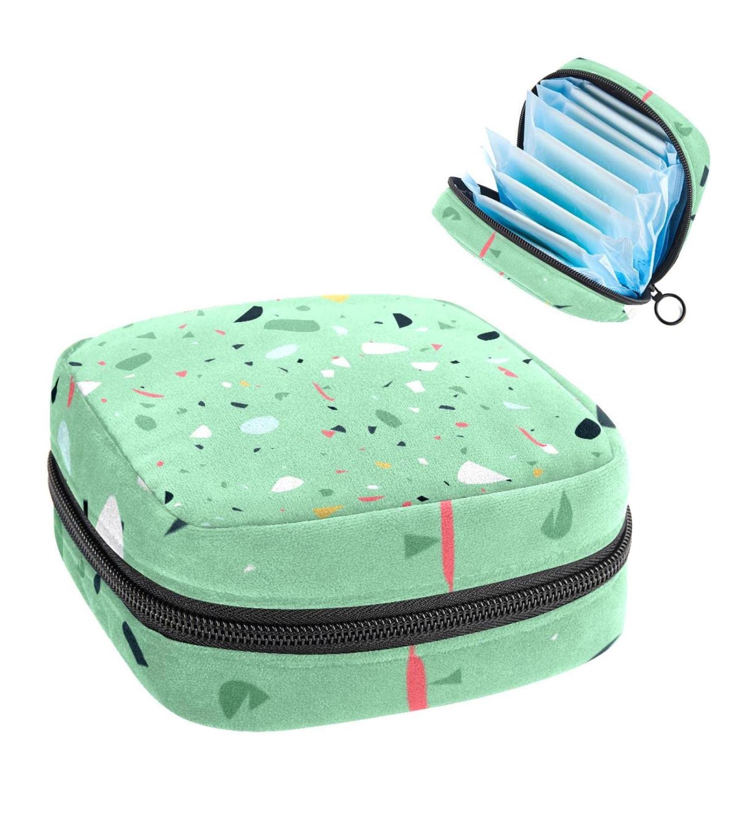 Women's Bonds Storage Pockets Stillpad Holder - Green Paper Sewing Pattern Portable Period Kit Bag | Feminine Product Bag for Women & Girls - Buy Online on GoSupps.com