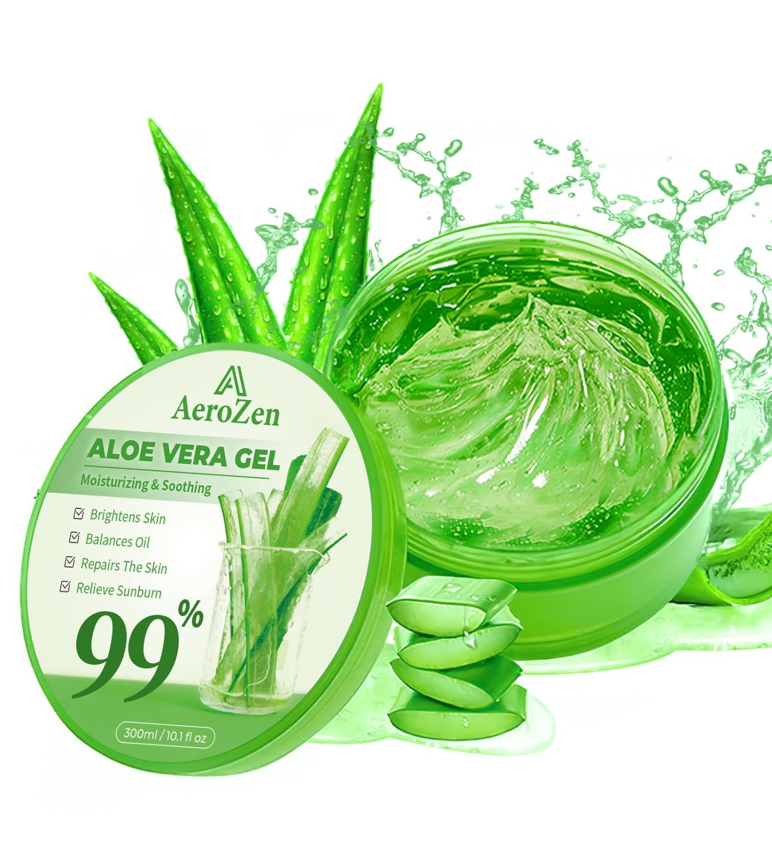 Aero Zen 99% Pure & Organic Aloe Vera Gel - 1-Pack (10.1oz) | Premium Hydration for Daily Use & After Sun Care | Lightweight Non-Greasy & Alcohol-Free Formula for Face Body & Hair | Vegan 15 Fl Oz (Pack of 1) - Buy Online on GoSupps.com