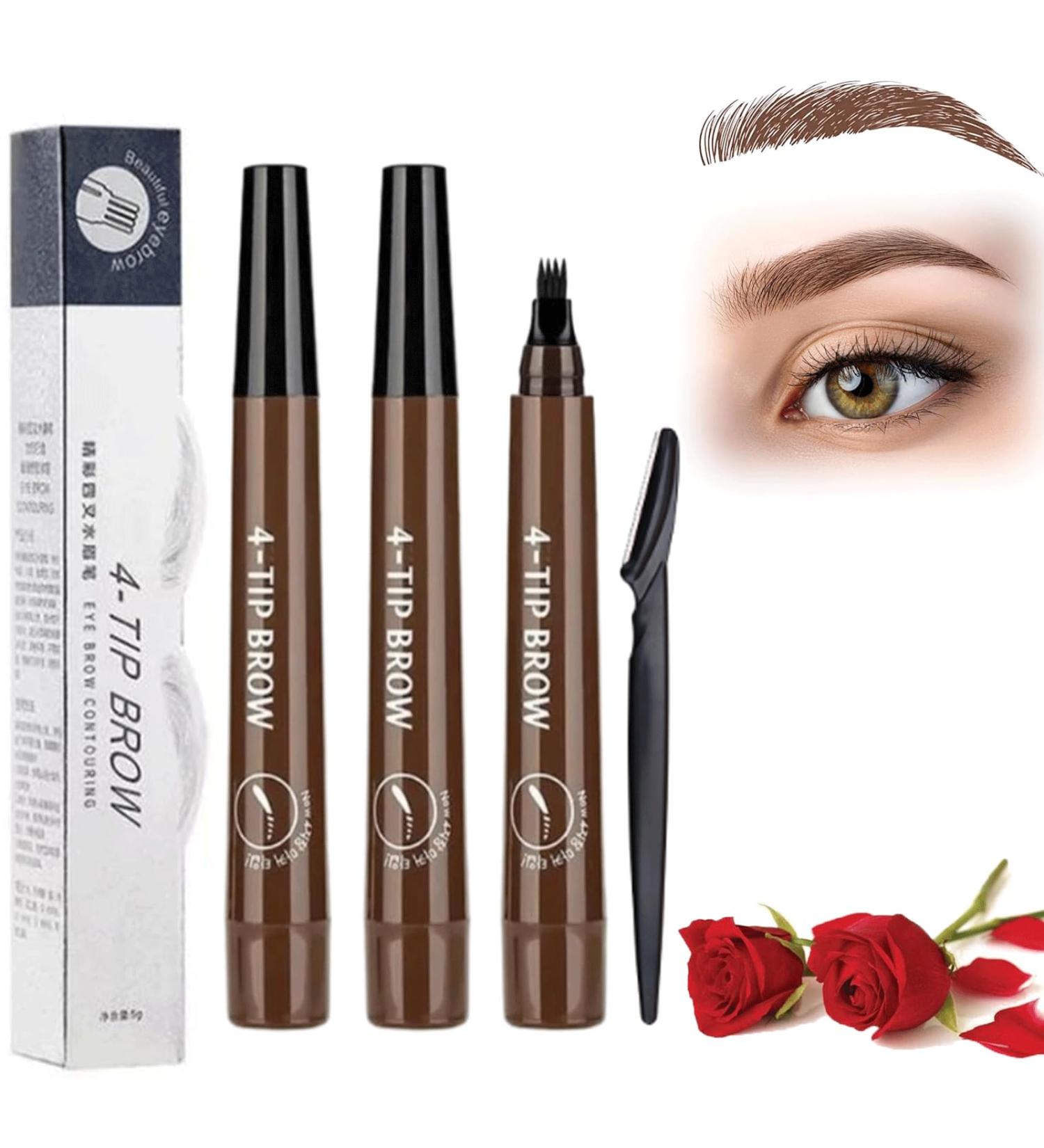 Istorels Brow Pen Istorels Magical Precise Waterproof Brow Pen 4 Tip Microblade Brow Pen Long Lasting Waterproof and Smudge-Proof Natural Eyebrow Makeup (2pcs-DARK BROWN) - Buy Online on GoSupps.com