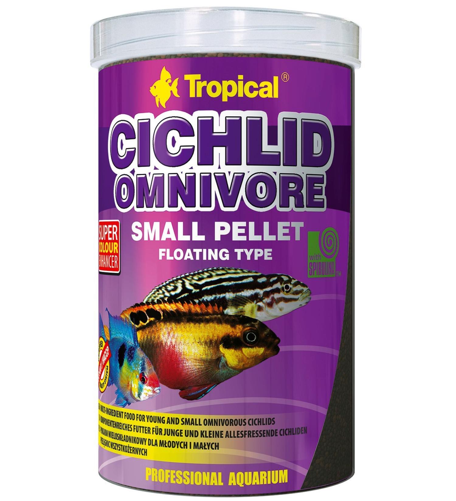 Tropical Cichlid Omnivore Small Pellet 1000ml / 360g - for Young and Small Omnivorous Cichlids