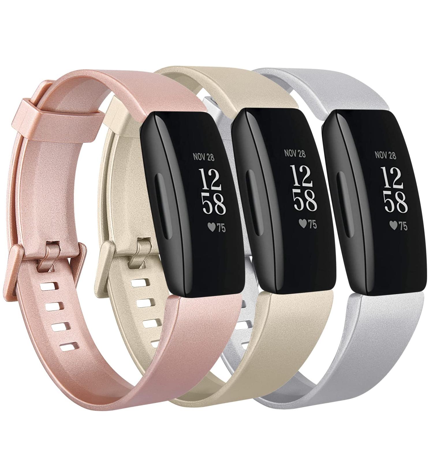 3 Pack Silicone Bands for Fitbit Inspire 2/HR/Ace 2 - Soft Sport Replacement Wristbands - Rose Gold/Gold/Silver (Small) - Buy Online on GoSupps.com
