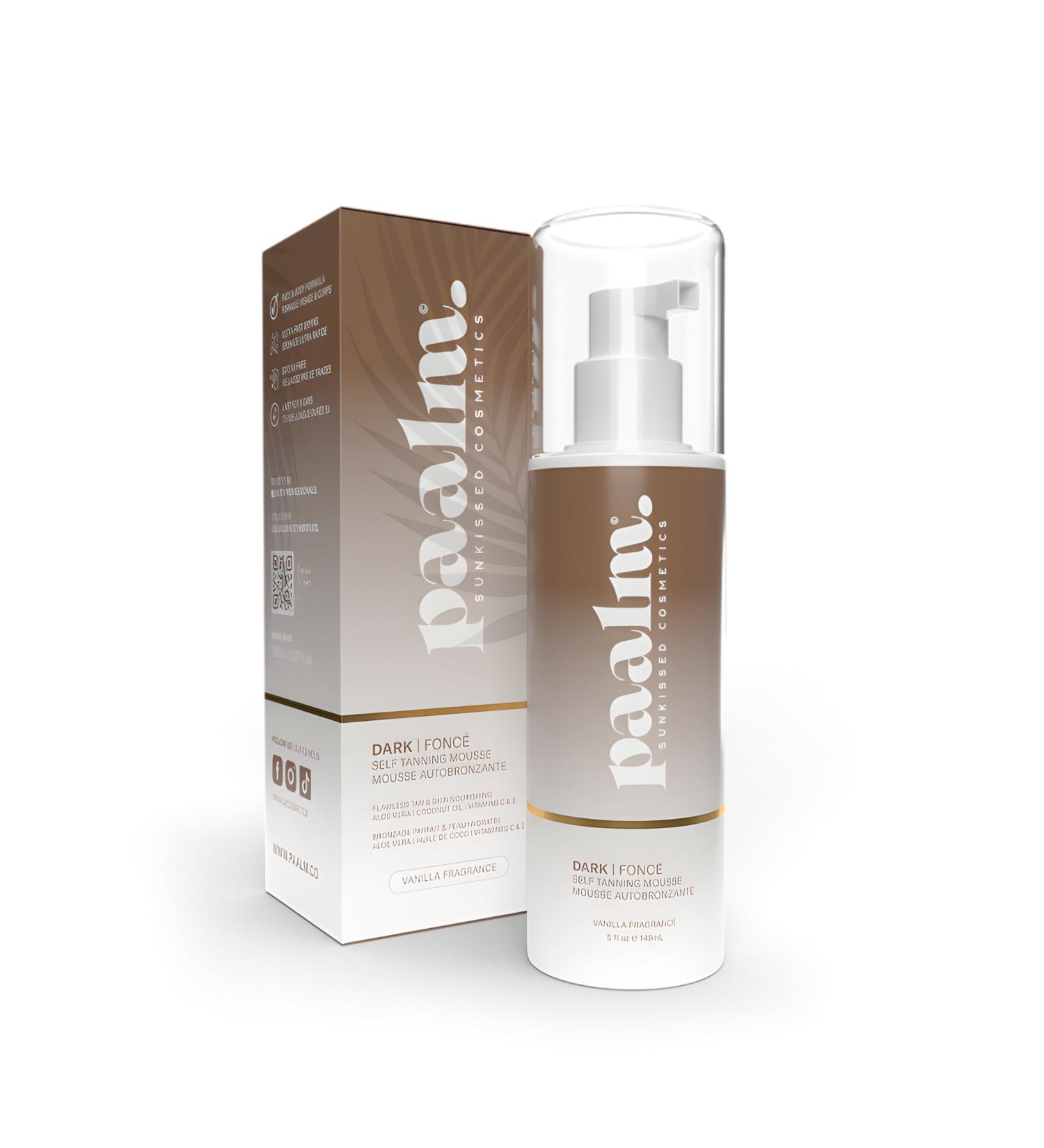 PAALM COSMETICS | Self-Tanning Mousse Dark Shade 150ml - Perfect Tan & Hydrated Skin Aloe Vera|Vitamins C&E - Buy Online on GoSupps.com