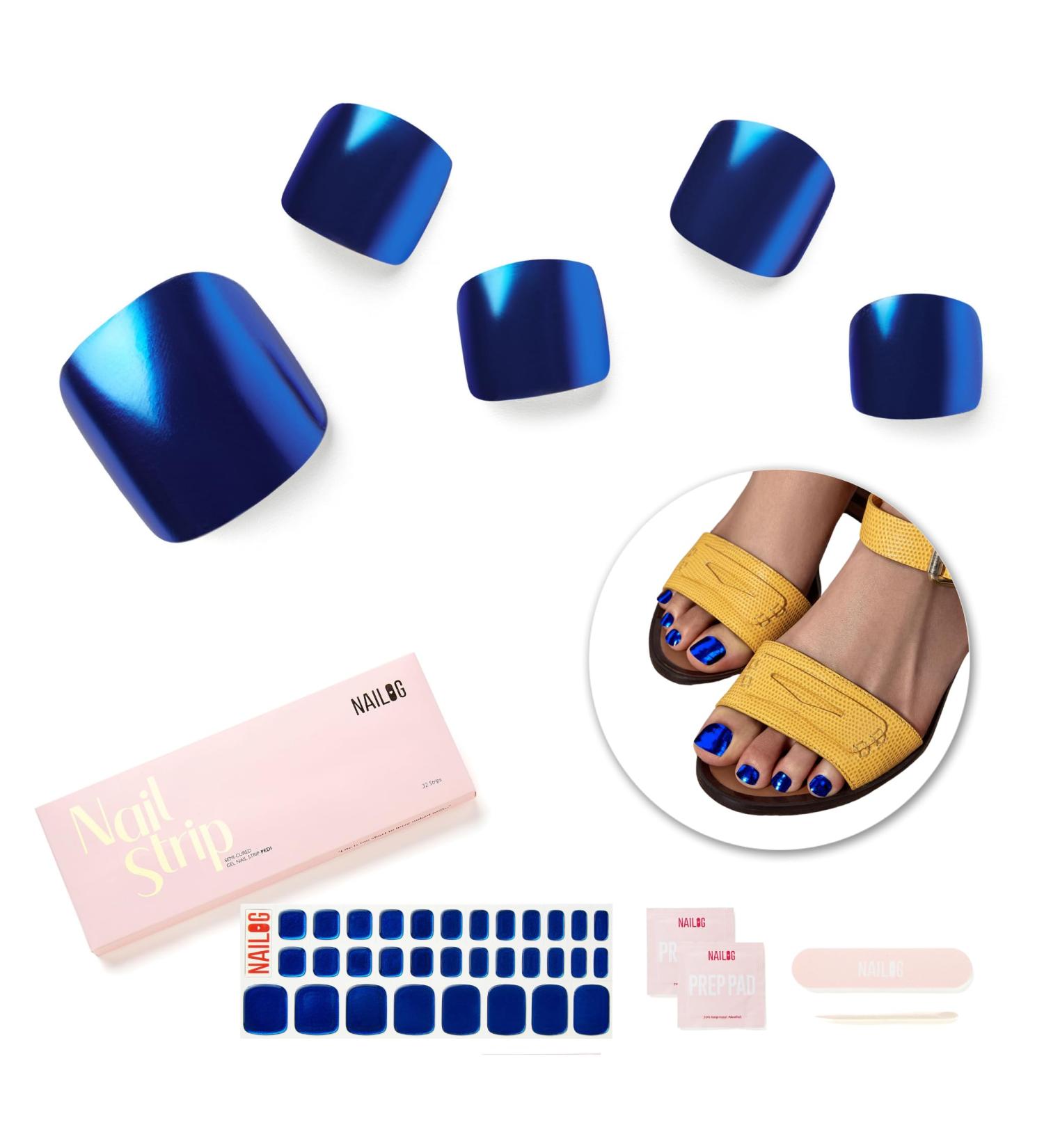 Sapphire Blue Nail Foil for Toenails - Self-Adhesive Gel Nail Films 32 Pieces UV Hardening - Perfect Gift for Women & Girls - Buy Online on GoSupps.com