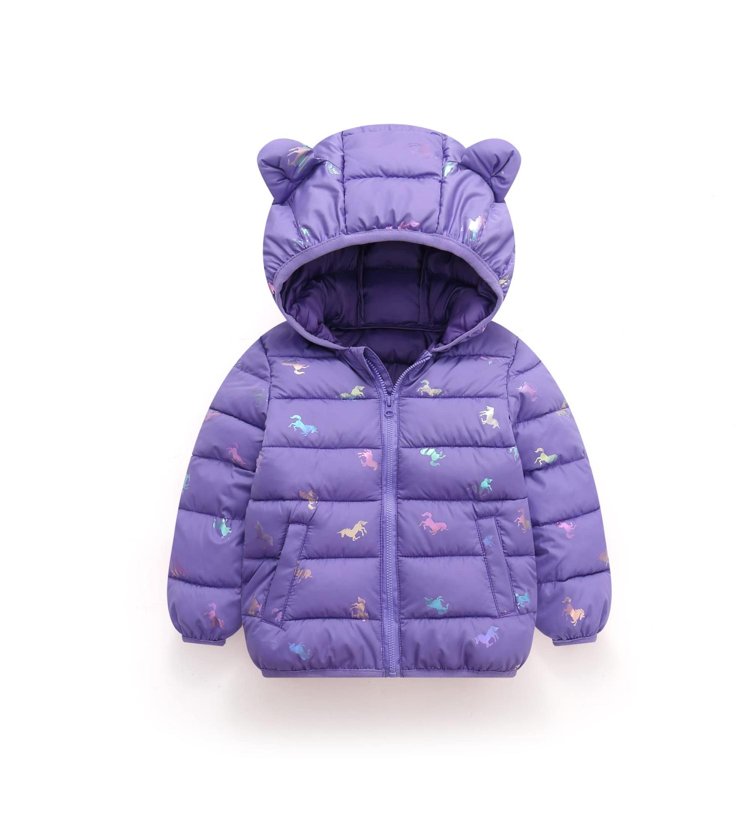 Kids Winter Hooded Puffer Jacket - Purple, 4-5 Years | Toddler Waterproof & Lightweight Coat for Boys & Girls - Buy Online on GoSupps.com