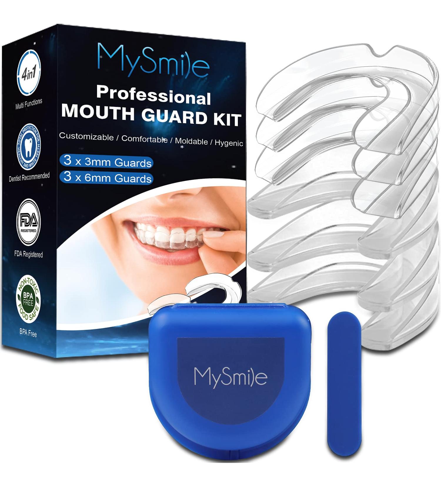 Moldable 4-In-1 Dental Night Guard 6-Pack - Professional Custom Fit Mouth Guard for Teeth Grinding & Athletic Protection - Includes 2 Sizes Kit and Travel Case - MySmile - Buy Online on GoSupps.com