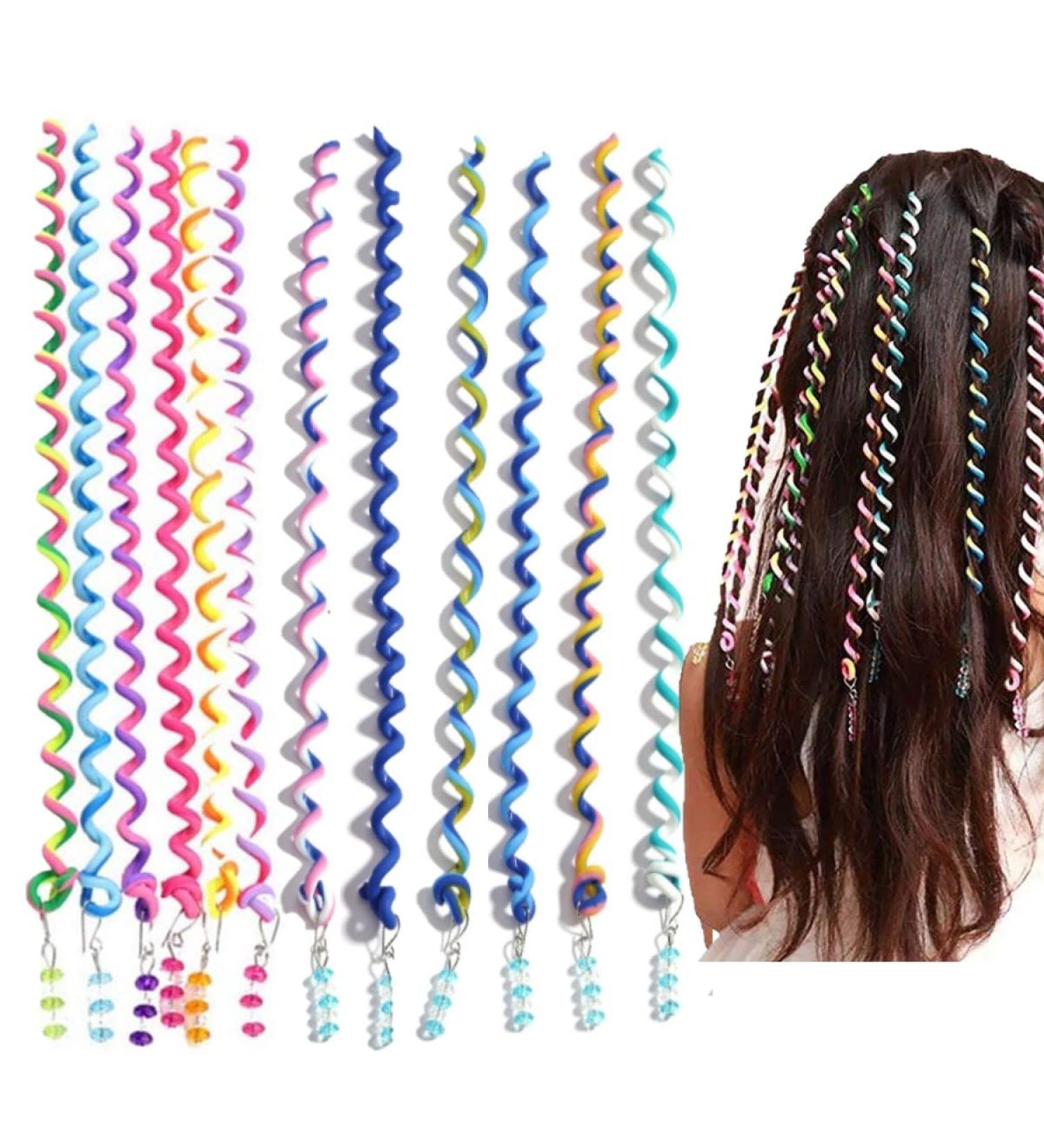 Folando Hair Jewelry for Girls - 12 Colorful Hair Spirals with Rhinestones | Perfect for Braids & Party Hairstyles | Children's Hair Extensions - Buy Online on GoSupps.com