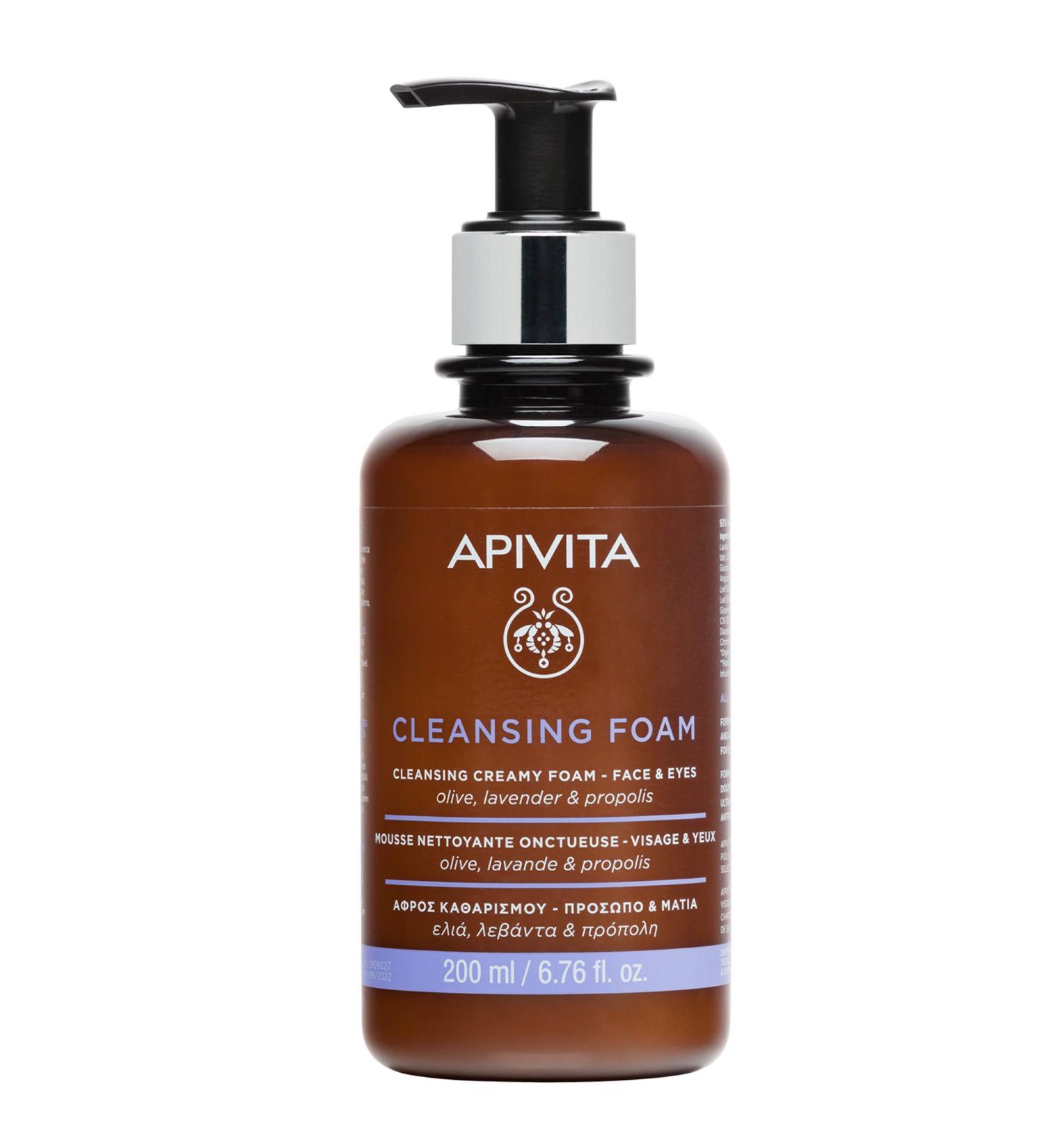 APIVITA Lavender Olive & Propolis Cleansing Foam 6.76 fl.oz. | Natural Face & Eye Cleanser | Hydrating & Nourishing Formula - Buy Online on GoSupps.com
