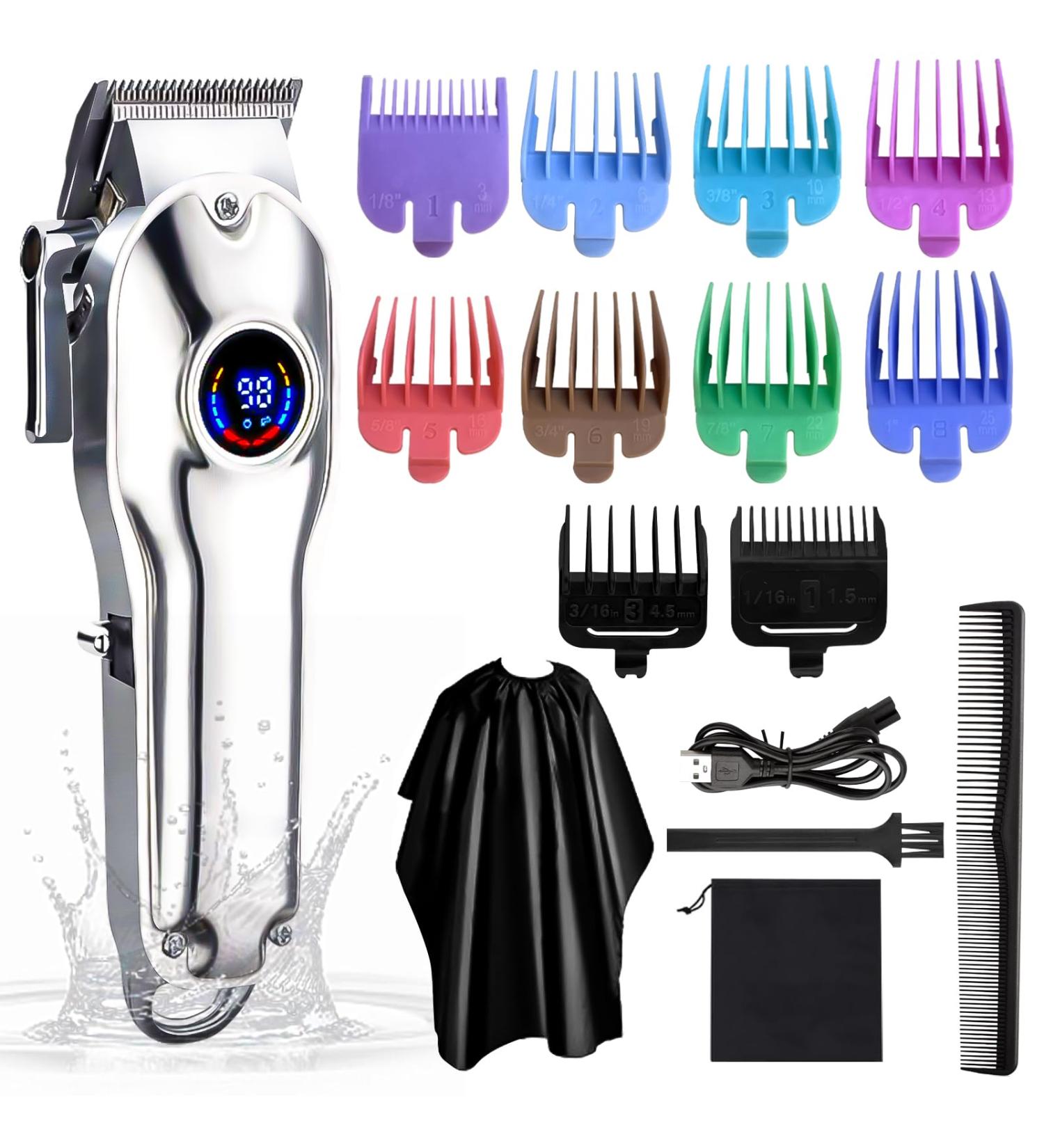 Gabrella Men s Hair Clipper Beard Trimmer Hair Trimmer Shaver for Men Professional Barber Clippers Waterproof Cordless Hair Trimmer Rechargeable Trimmer Male Grooming Set Colorful Guide Combs Sliver - Buy Online on GoSupps.com