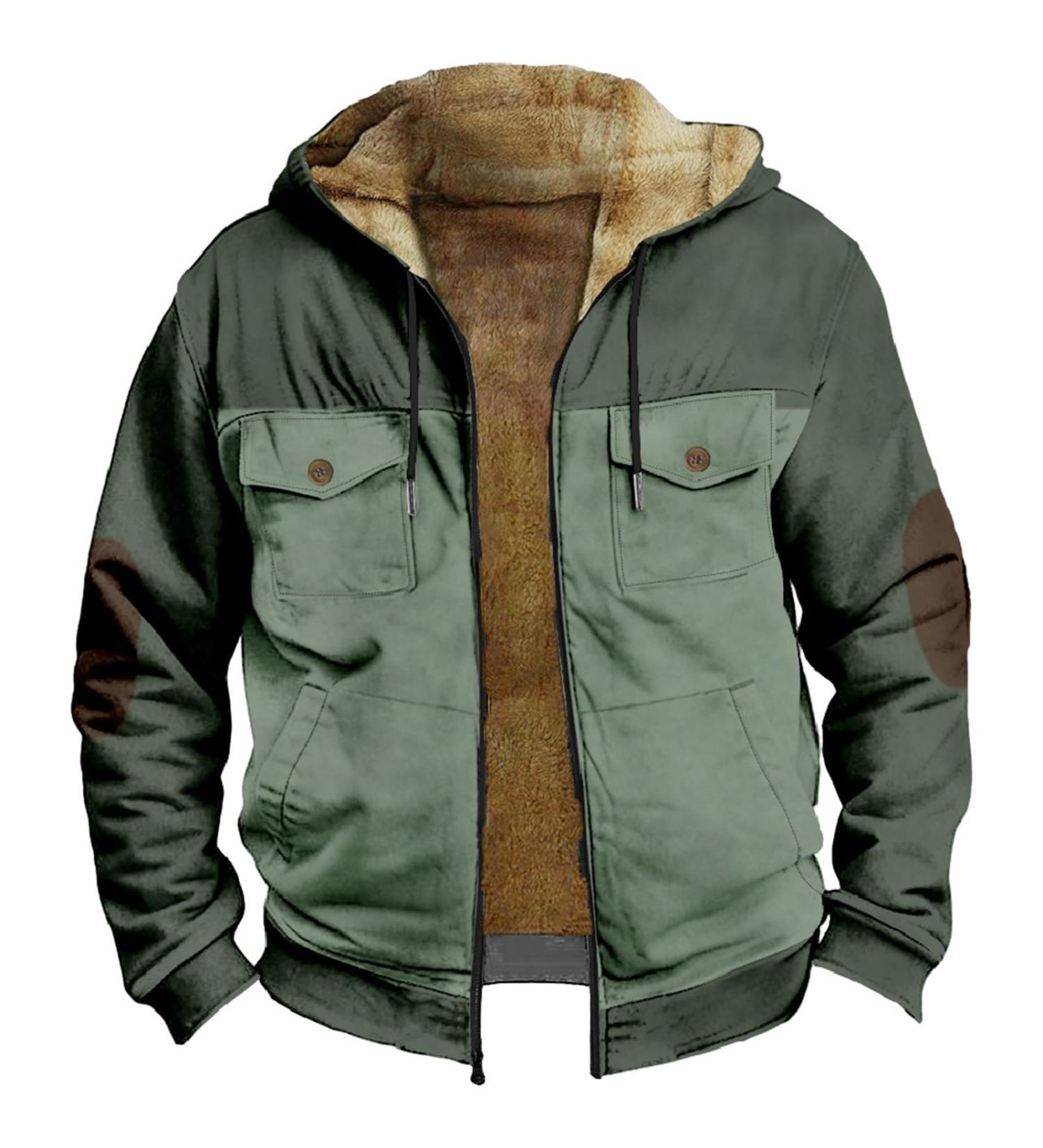 Shop Hanxiulin Oversized Plush Jacket for Men - Warm Lined Fleece Hiking & Winter Coat - Windproof & Casual Fashion - Available in Green XL - Buy Online on GoSupps.com
