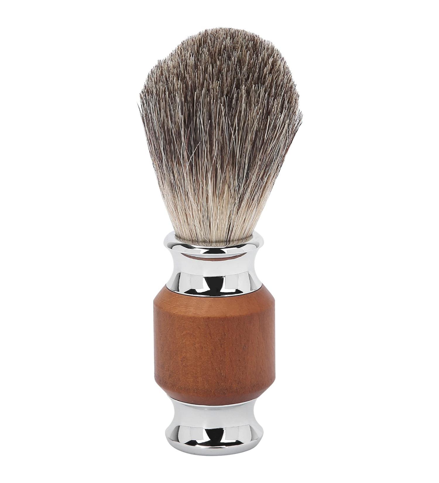 Premium Travel Shaving Brush - Stainless Steel Handle | Friendly Portable Brush for Cream Foam & Soap (Brown) - Buy Online on GoSupps.com