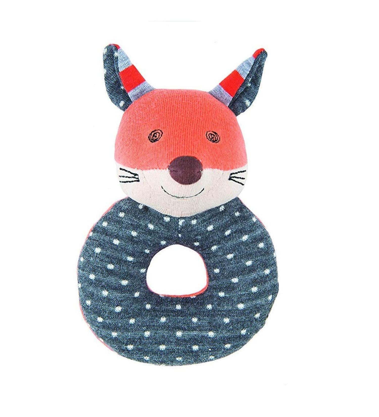 Organic Farm Buddies Frenchy Fox Teething Rattle - Eco-Friendly Teether for Babies - Buy Online on GoSupps.com