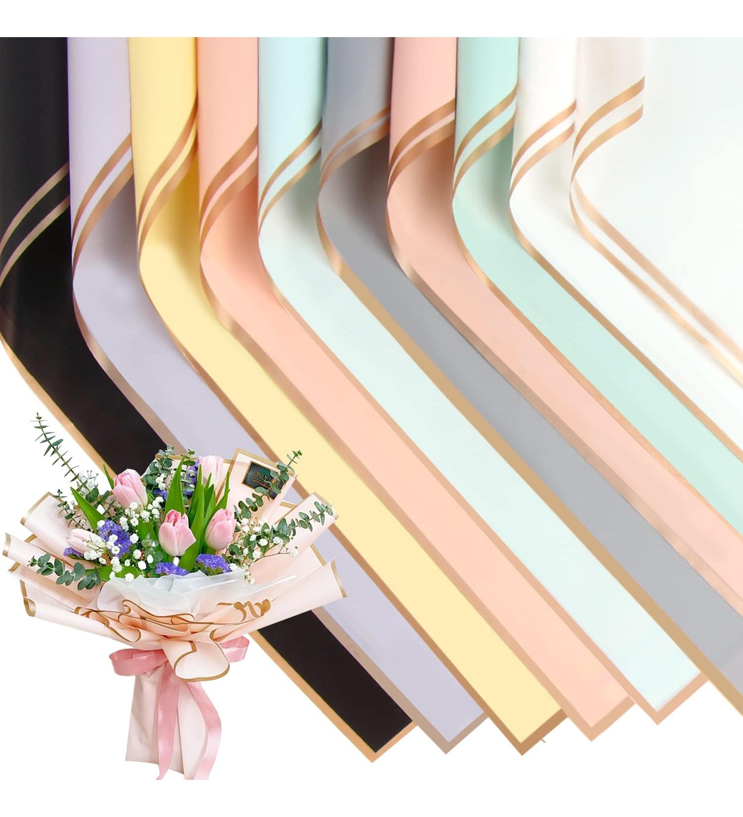 FOIMAS 20 Sheets Flower Wrapping Paper Waterproof Florist Bouquet Wrapping Paper Supplies for Floral Gift Packaging Craft Supply 10 Colors - Buy Online on GoSupps.com
