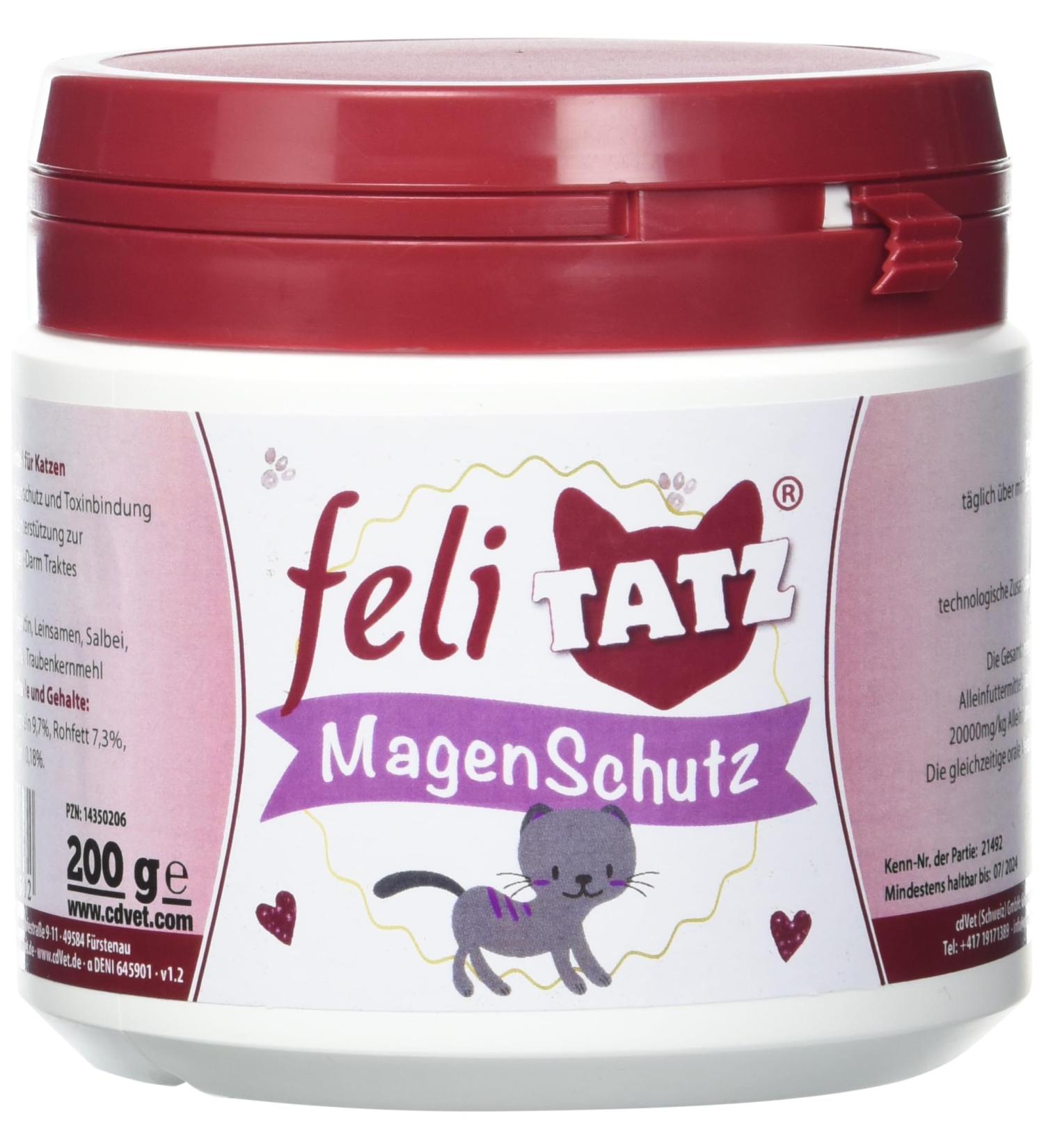 cdVet FeliTATZ Gastric Protection 200 g - Cat - Binds Stomach Acid - Regulation of Acid Base House - Protection of Mucous Membranes - Gastric and Intestinal Mucous Membranes - Buy Online on GoSupps.com