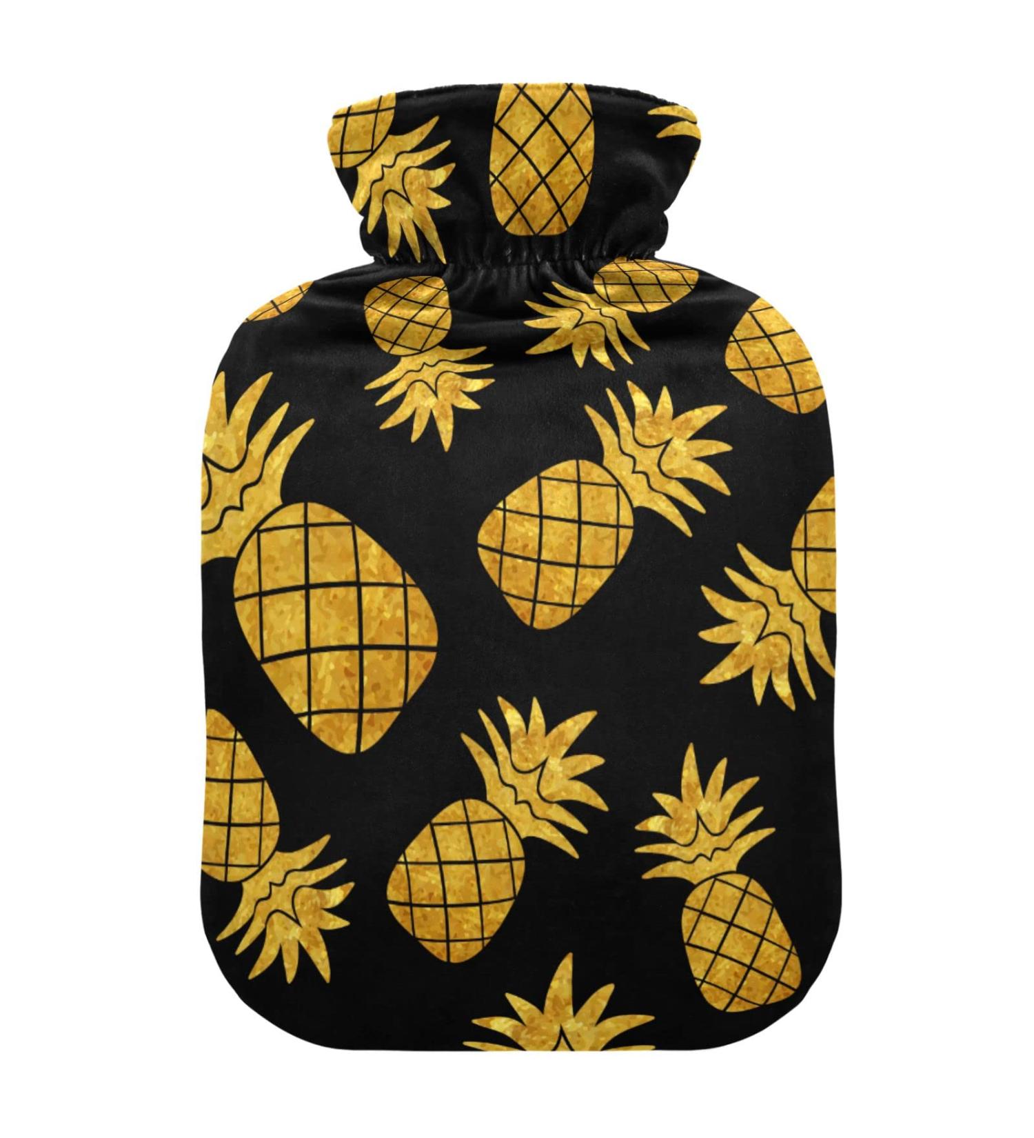 Heat Bottle 1L - Durable Warm-Up Bag for Pain Relief | Retro Golden Ananas Design - Buy Online on GoSupps.com