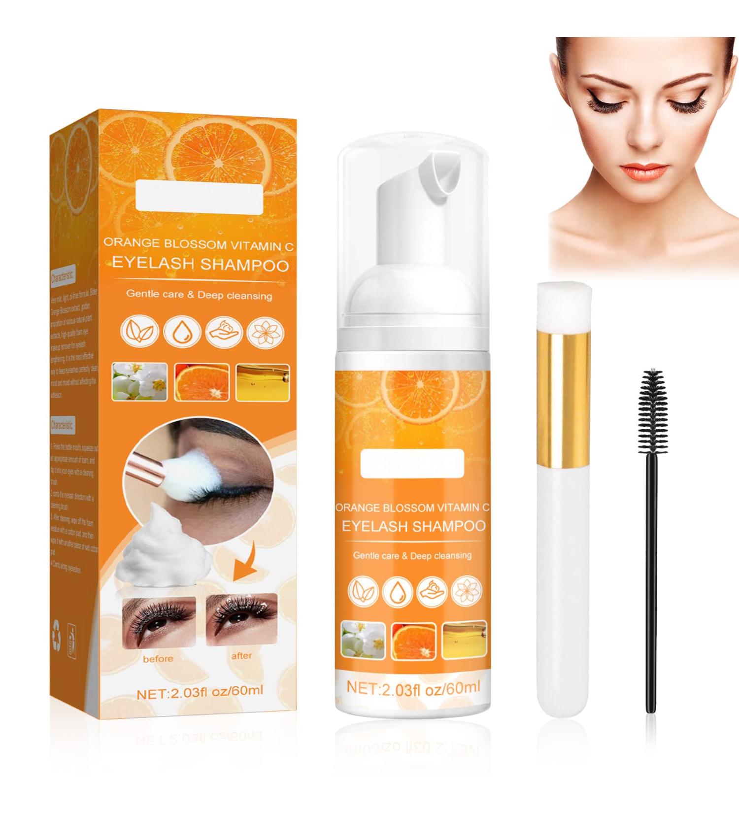 Eyelash Lengthening Cleaning Mousse | Eyelash Extension Cleanser & Foaming Wash - 60ML with Mascara Wand - Buy Online on GoSupps.com
