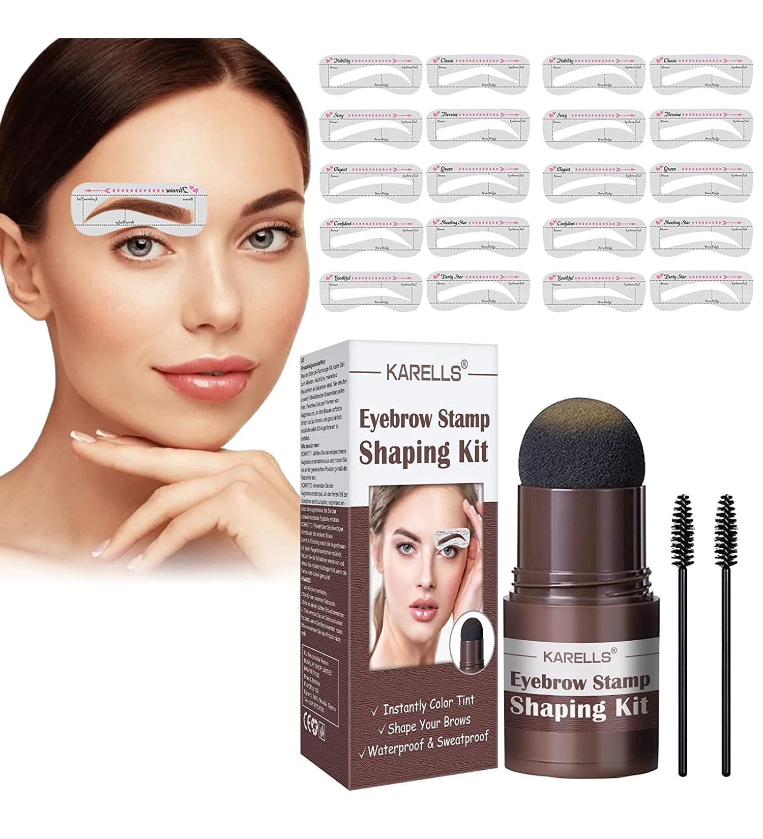 Brow Stamp Waterproof Makeup Eyebrow Powder Stencil Kit One Step Brow Stamp Shaping Kit for Grooming and Drawing Brows Reusable Eyebrow Tint Styling Tool Eye Brow Stamp with Brow Brush Cosmetic Tool - Buy Online on GoSupps.com