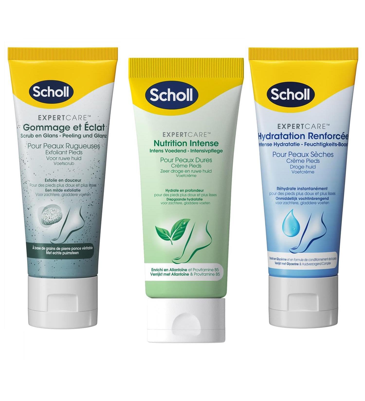 Scholl Intense Nutrition Foot Creams 75 ml - Scrub Cream 75 ml - Soothing Moisturizing Cream 75 ml - Buy Online on GoSupps.com