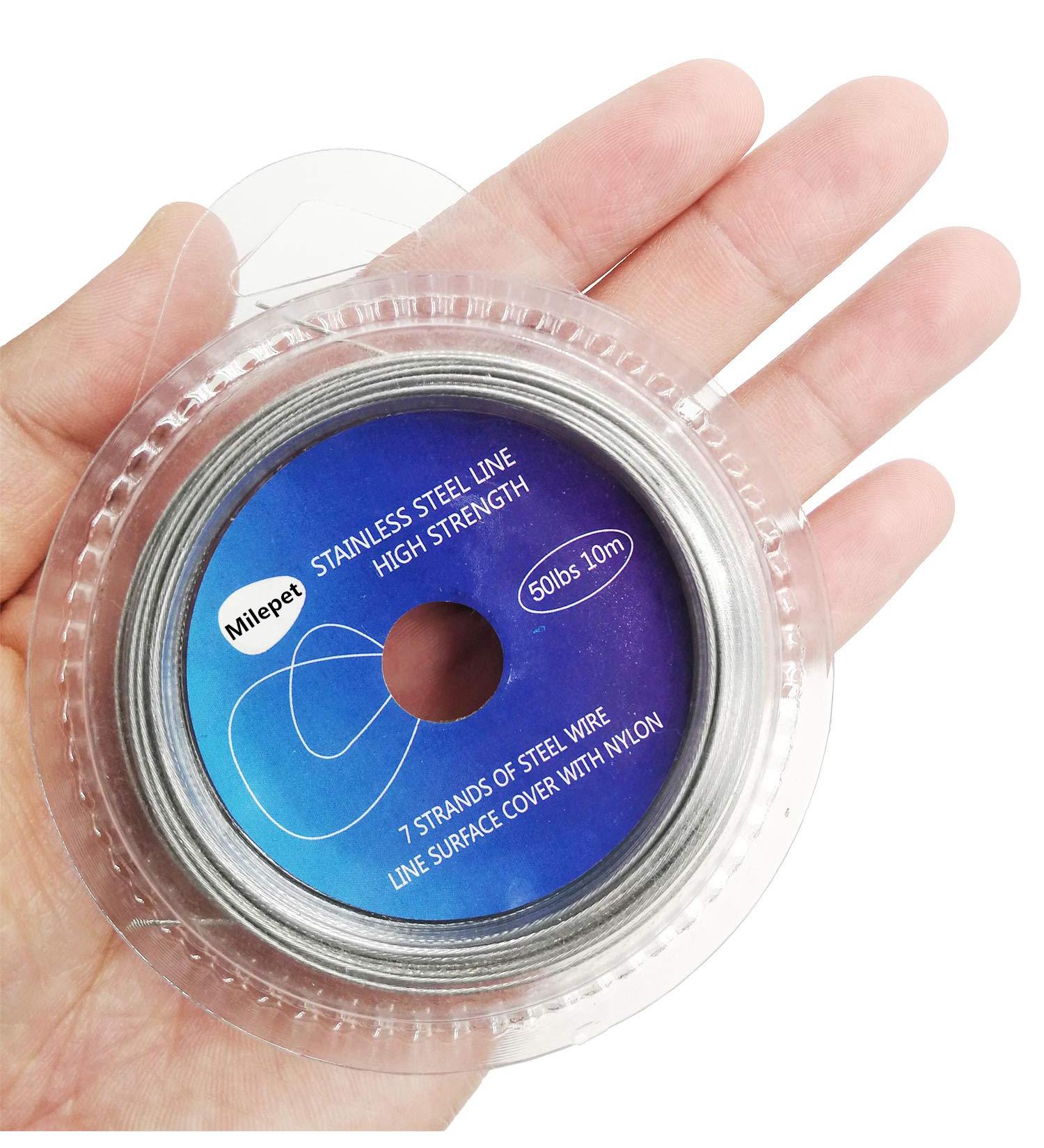 Milepet Fishing Line Wire Leader - Vinyl Coated Stainless Steel 10m 10lb-12lb Select 60lb Processed - Ideal for International Anglers - Buy Online on GoSupps.com