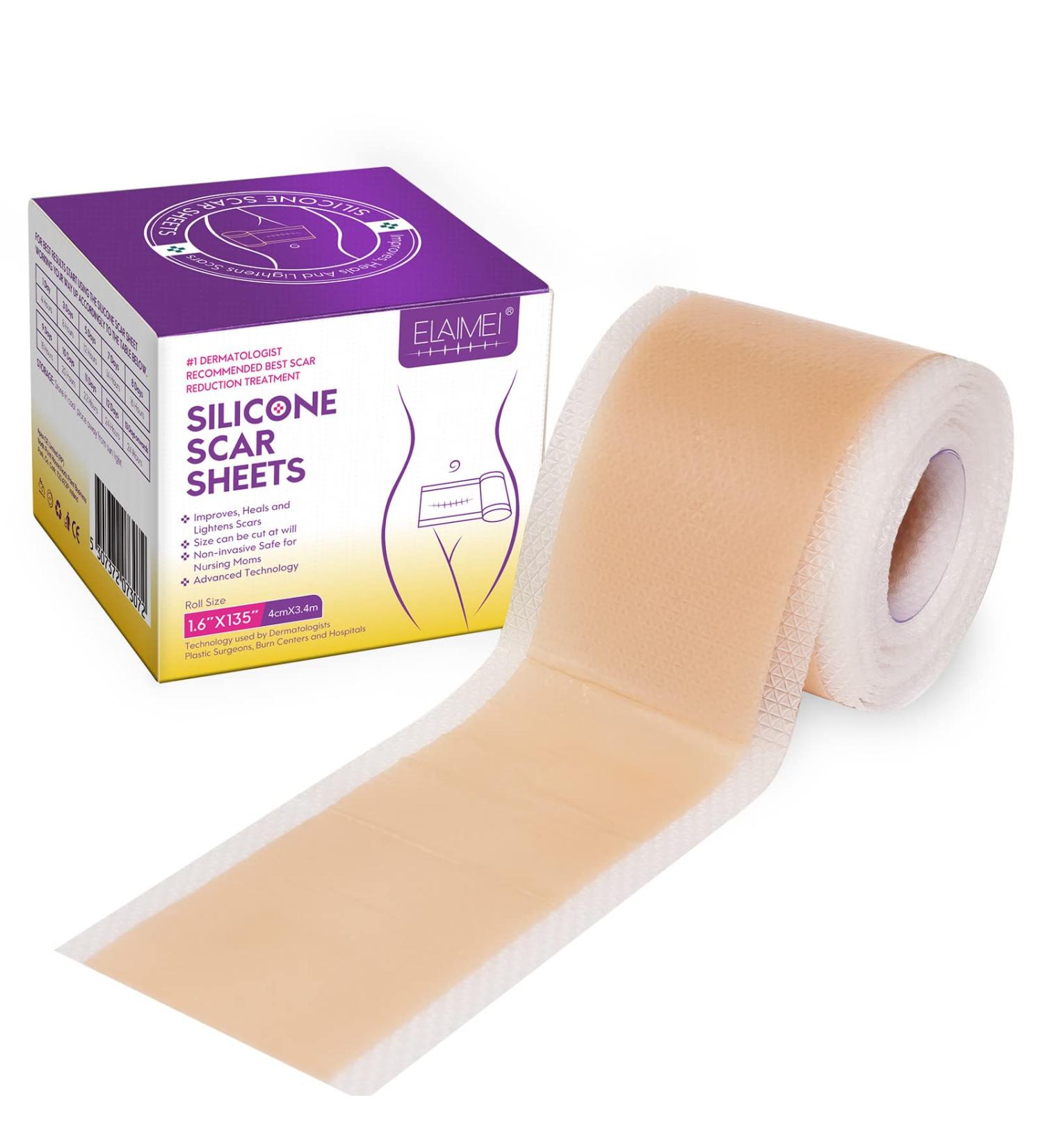 Medical Silicone Scar Tape Roll - 1.6 x 135 inch - Professional Nursing Stickers for C-Section, Keloid, Burn, Surgical Scars - Hypoallergenic Scar Away Sheets - Buy Online on GoSupps.com